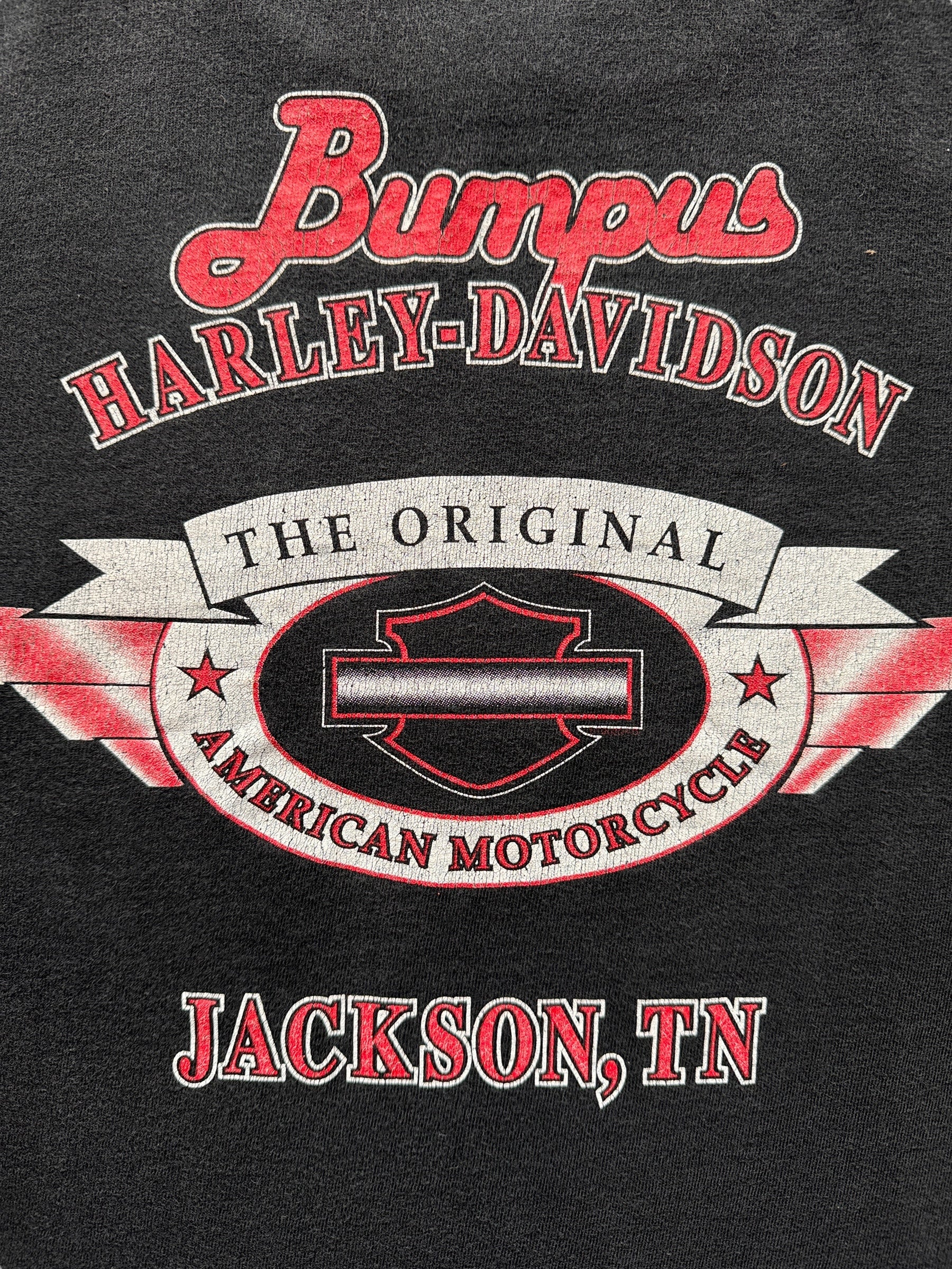 back graphic of Vintage Bumpus Harley Jackson TN Pocket Tee SZ L