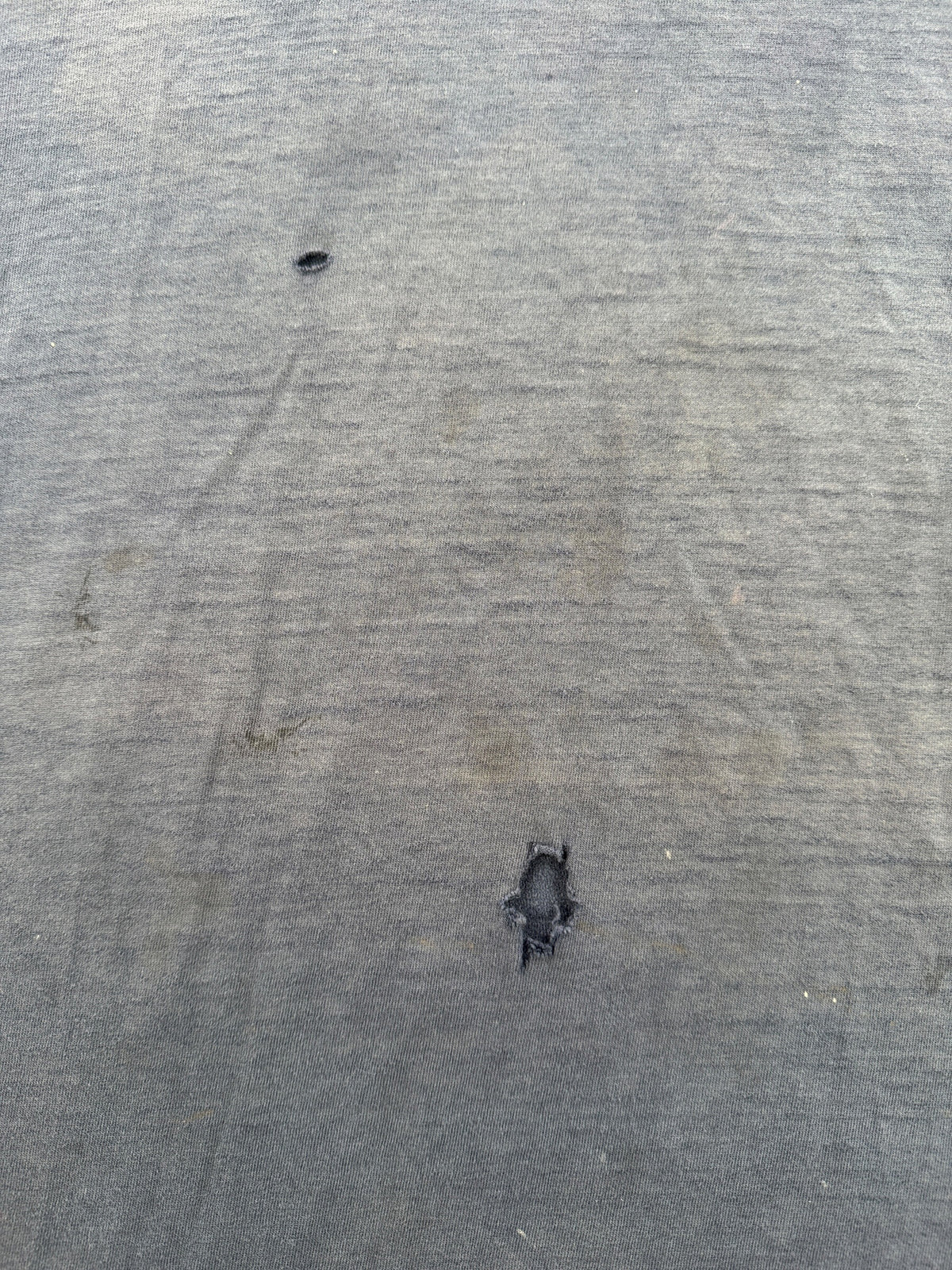 Holes on front of Vintage WWU Super Fader Tee SZ L