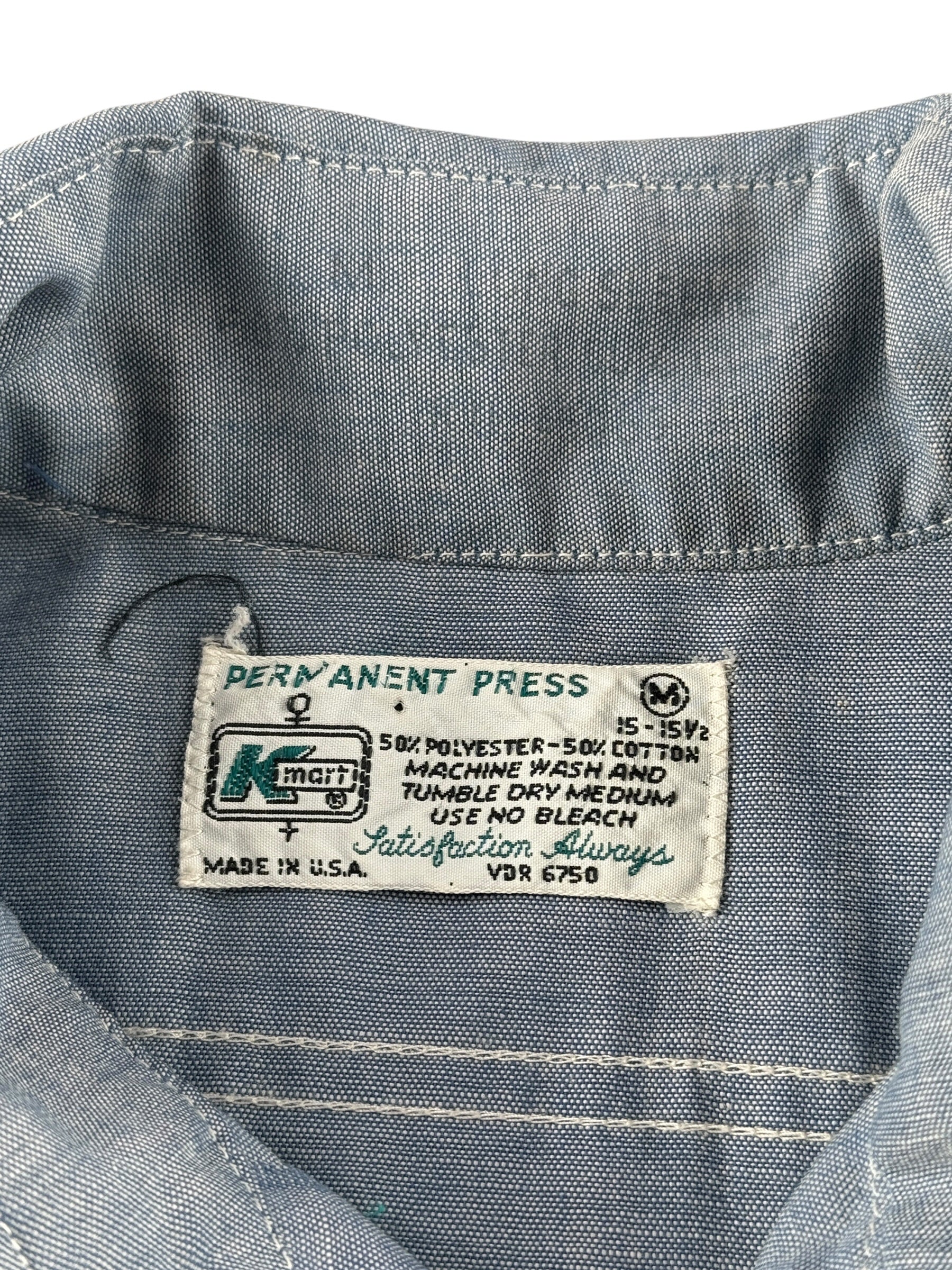 Tag on Vintage K Mart Cotton Poly Chambray W/ Tiger Painting SZ M