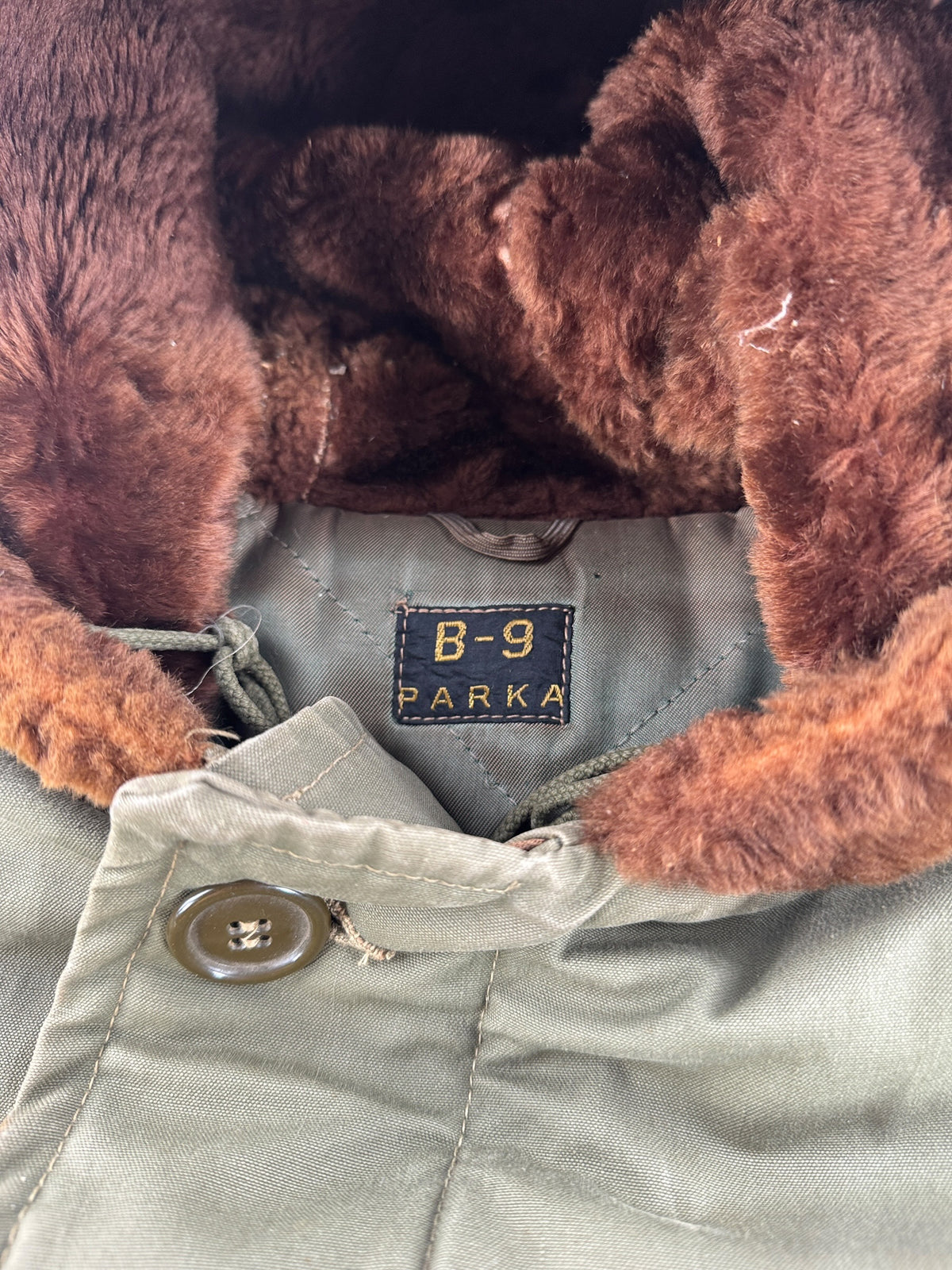 Label on Vintage B-9 Civilian Parka SZ XL