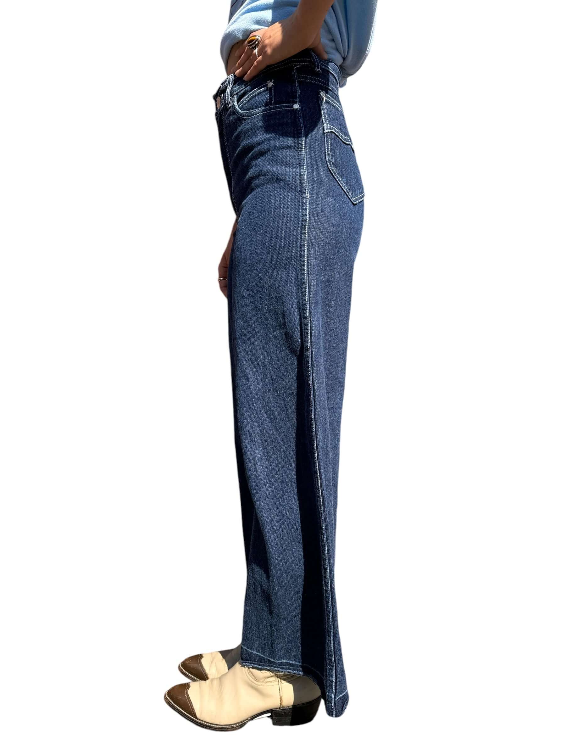 Left side view of Vintage 70s Desperado Wide Leg Jeans W28