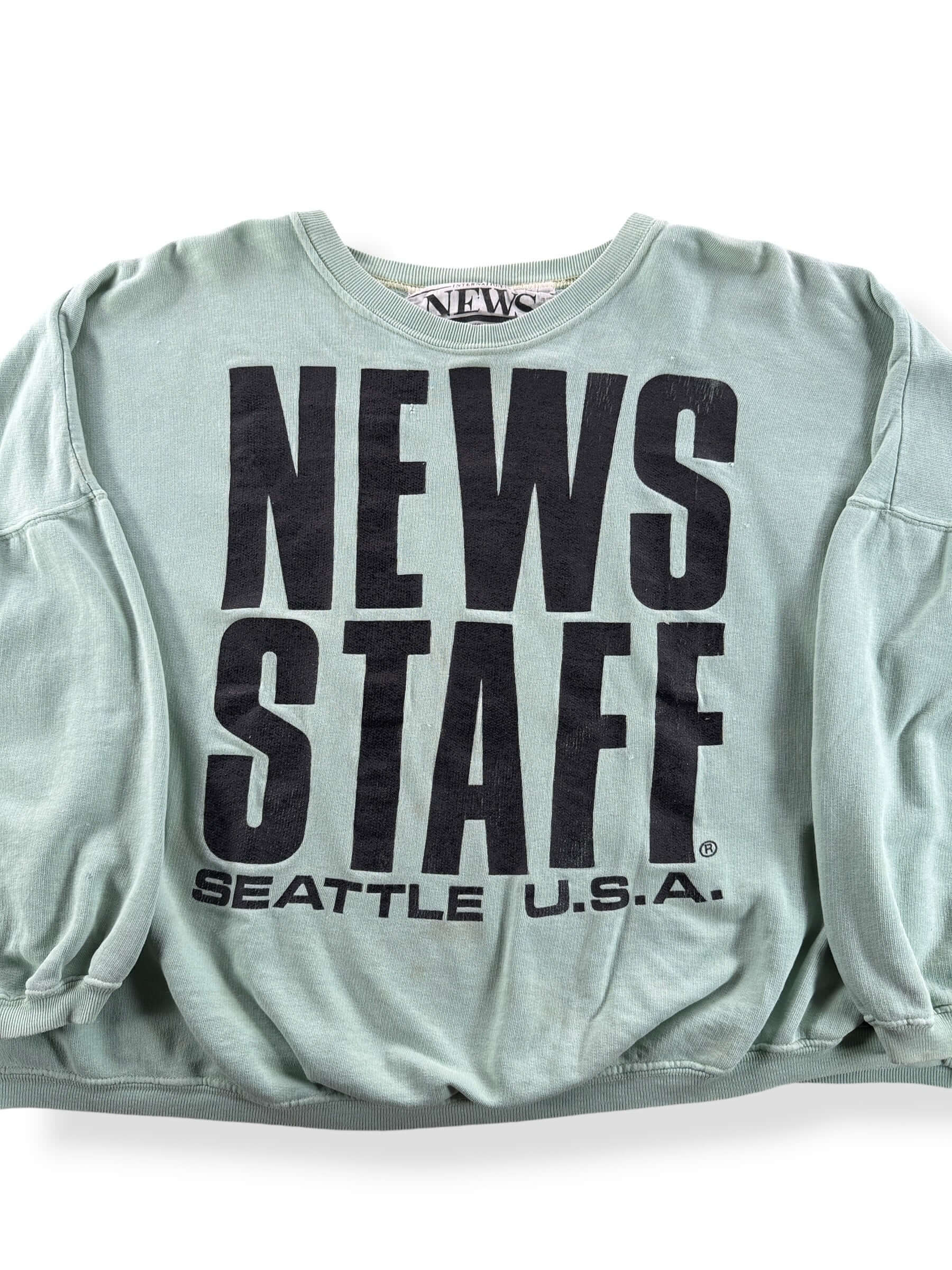 Front Close Up of Vintage News Staff Seattle Crewneck SZ XL