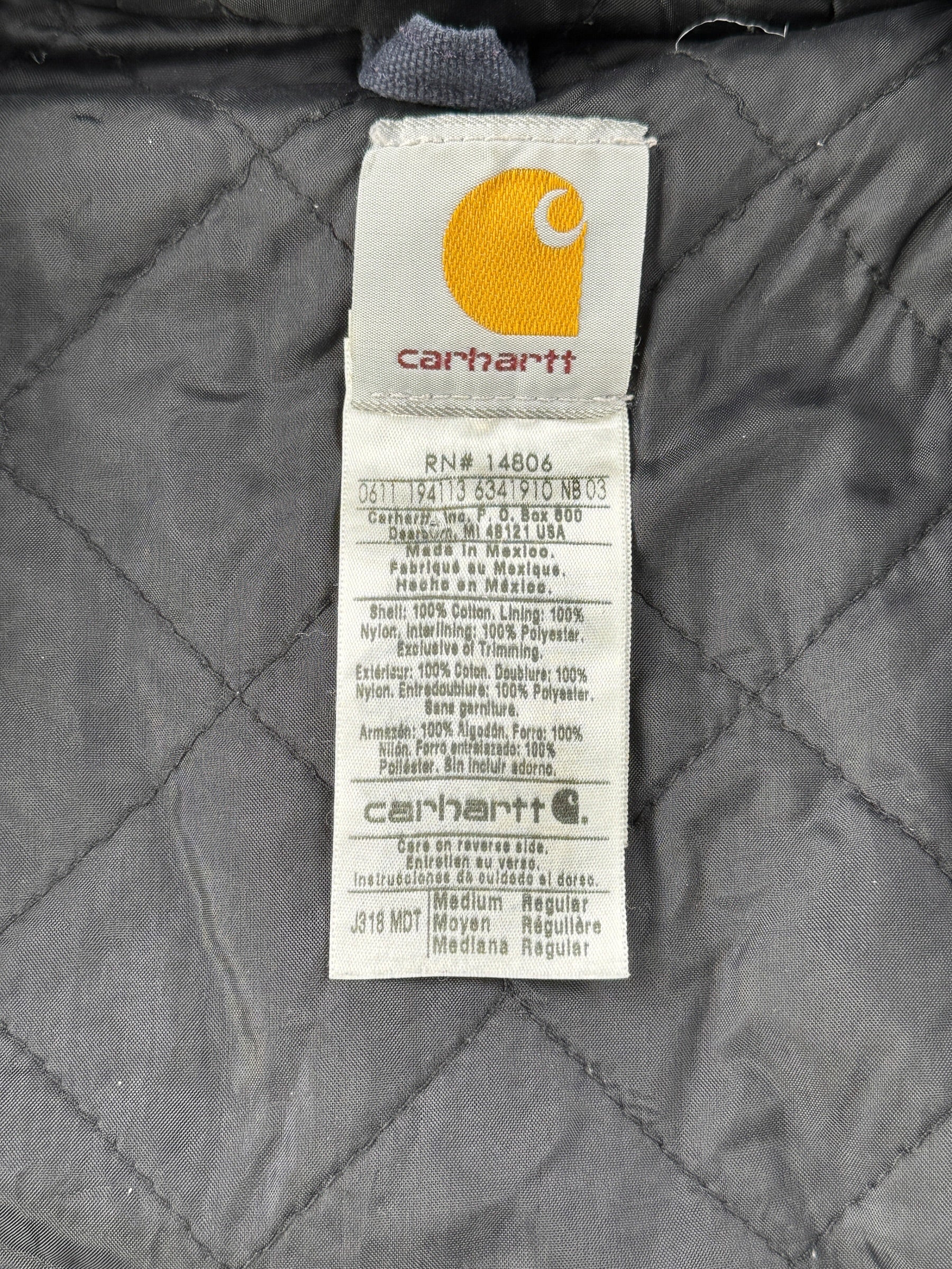 Tag on Carhartt Navy Blue Hooded Jacket SZ M