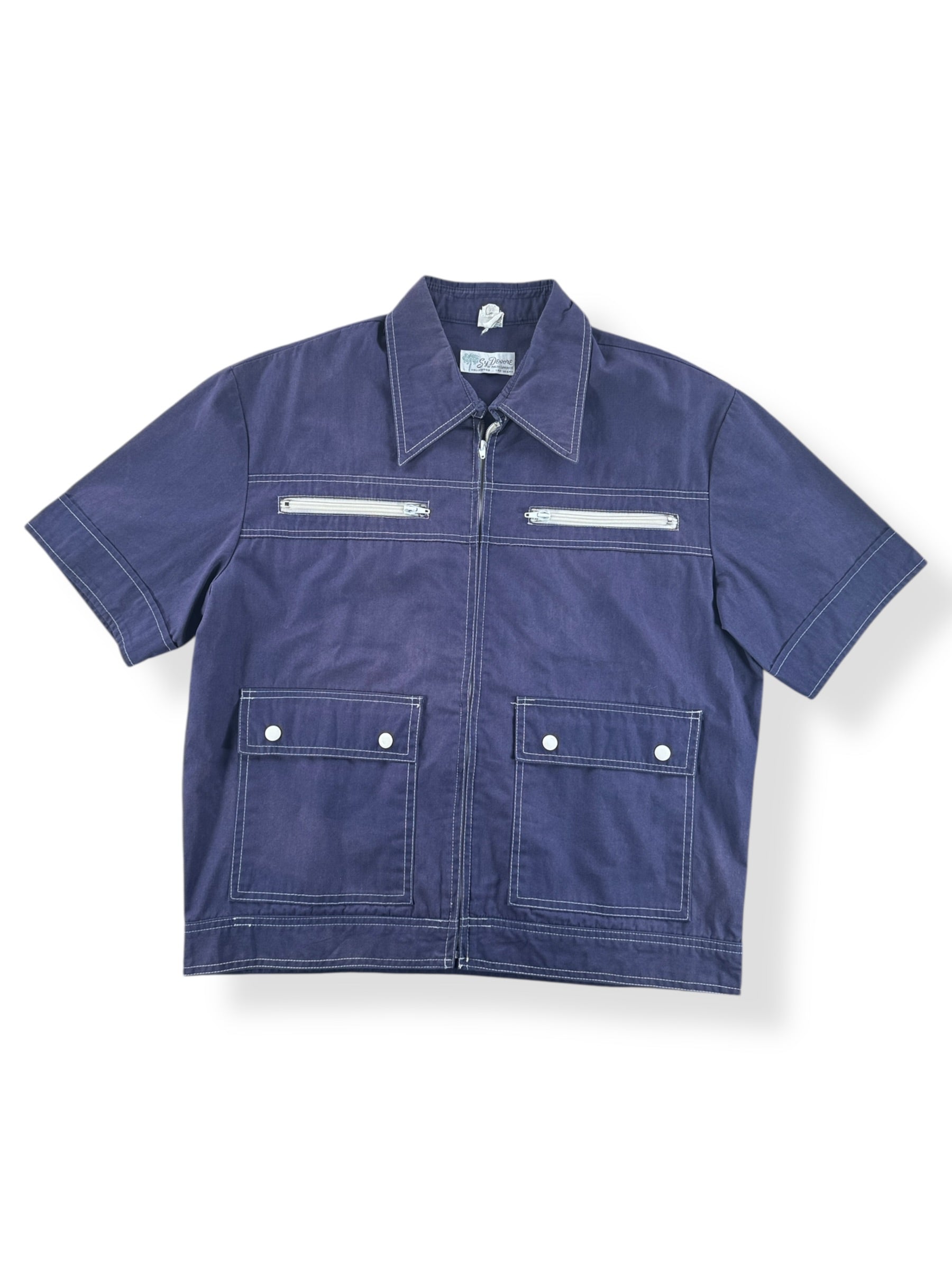 Front of Vintage Cotton/Poly Short Sleeve Jacket SZ L