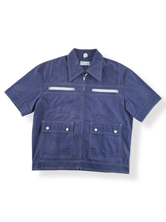 Front of Vintage Cotton/Poly Short Sleeve Jacket SZ L