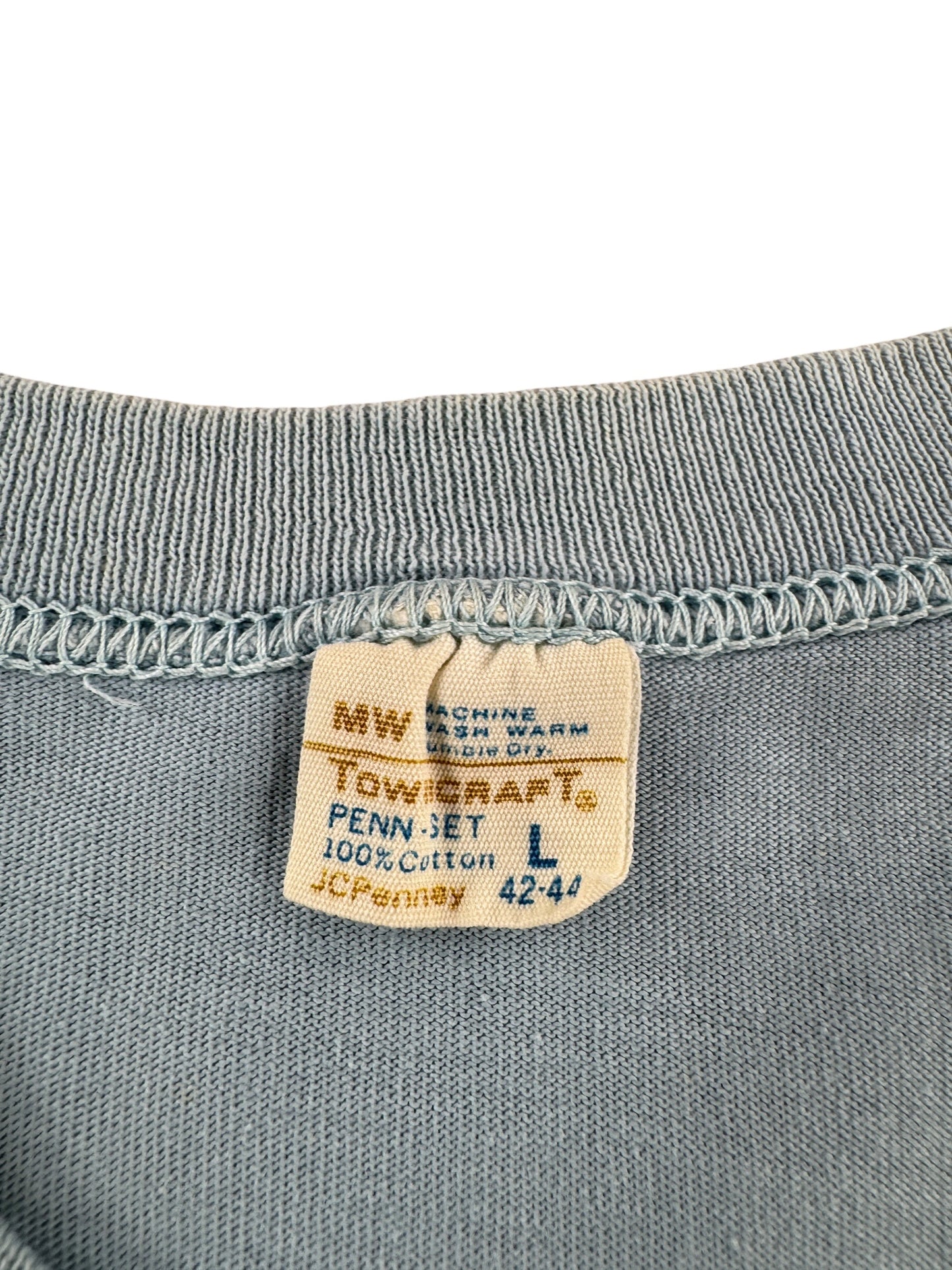 Tag on Vintage Towncraft Robin's Egg Blue Pocket Tee SZ L (Fits M)