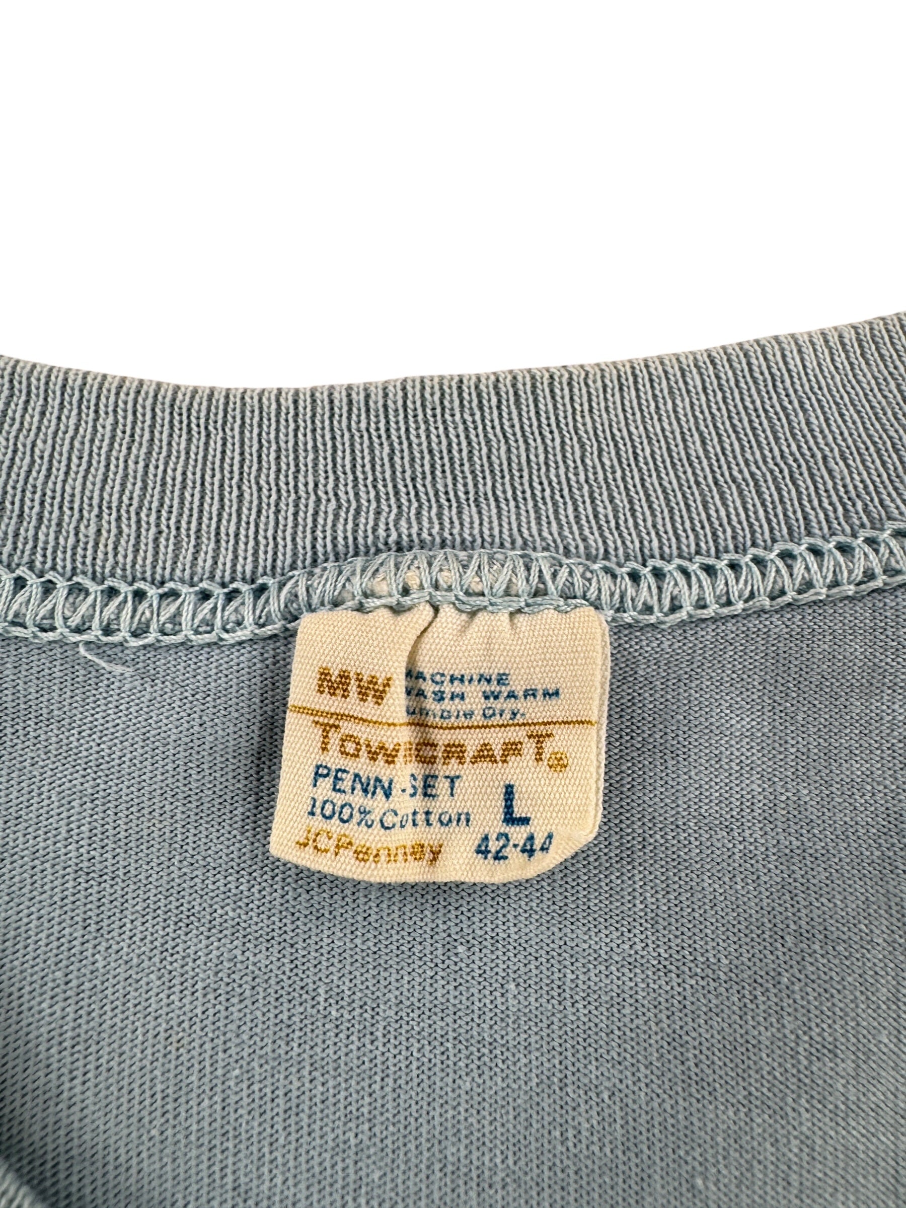 Tag on Vintage Towncraft Robin's Egg Blue Pocket Tee SZ L (Fits M)