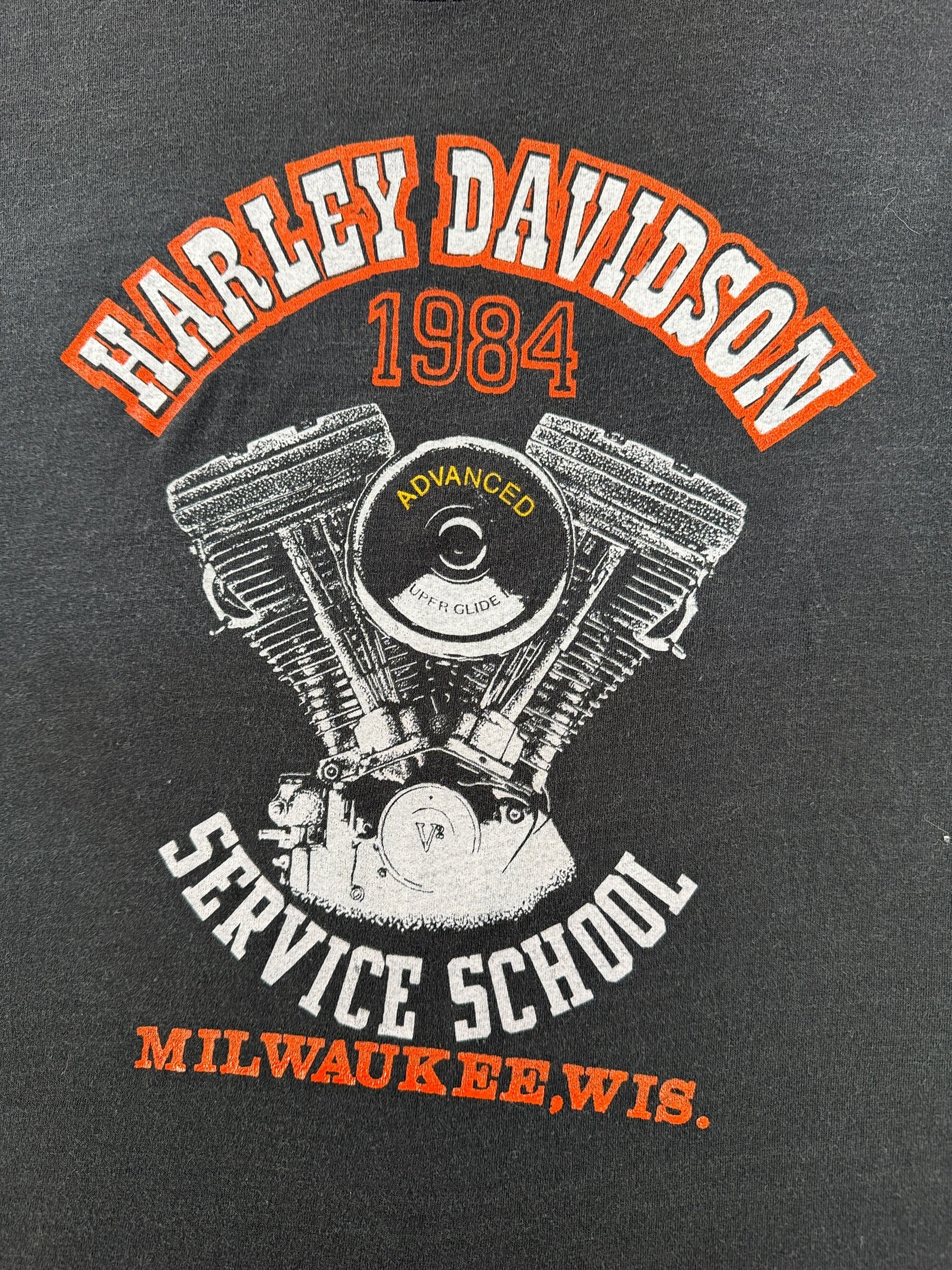 Graphic of Vintage Harley Davidson Service School Milwaukee Screen Stars Tee SZ XL (Fits L)