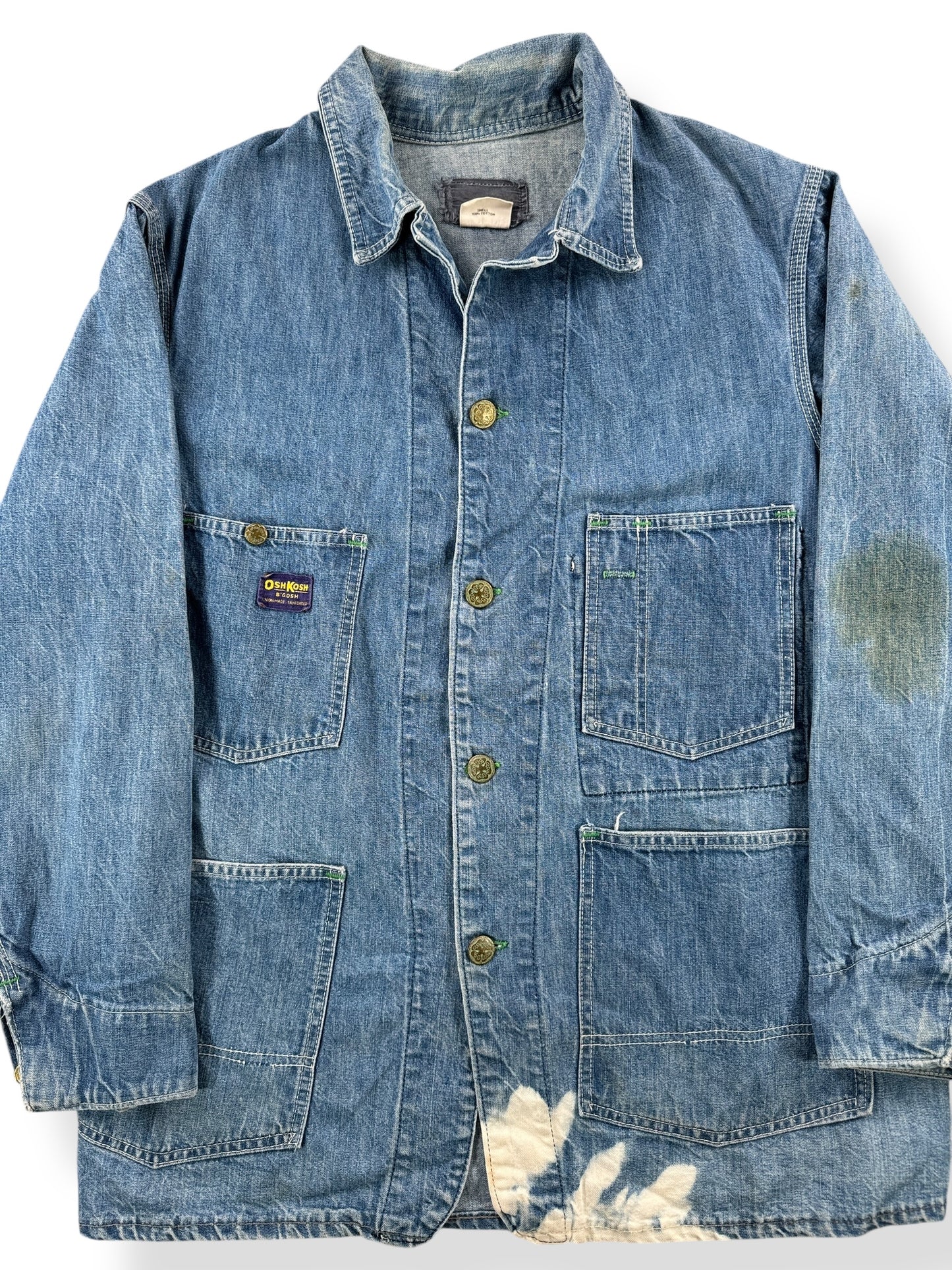 Front Close Up of Vintage Osh Kosh Denim Chore Coat SZ 42
