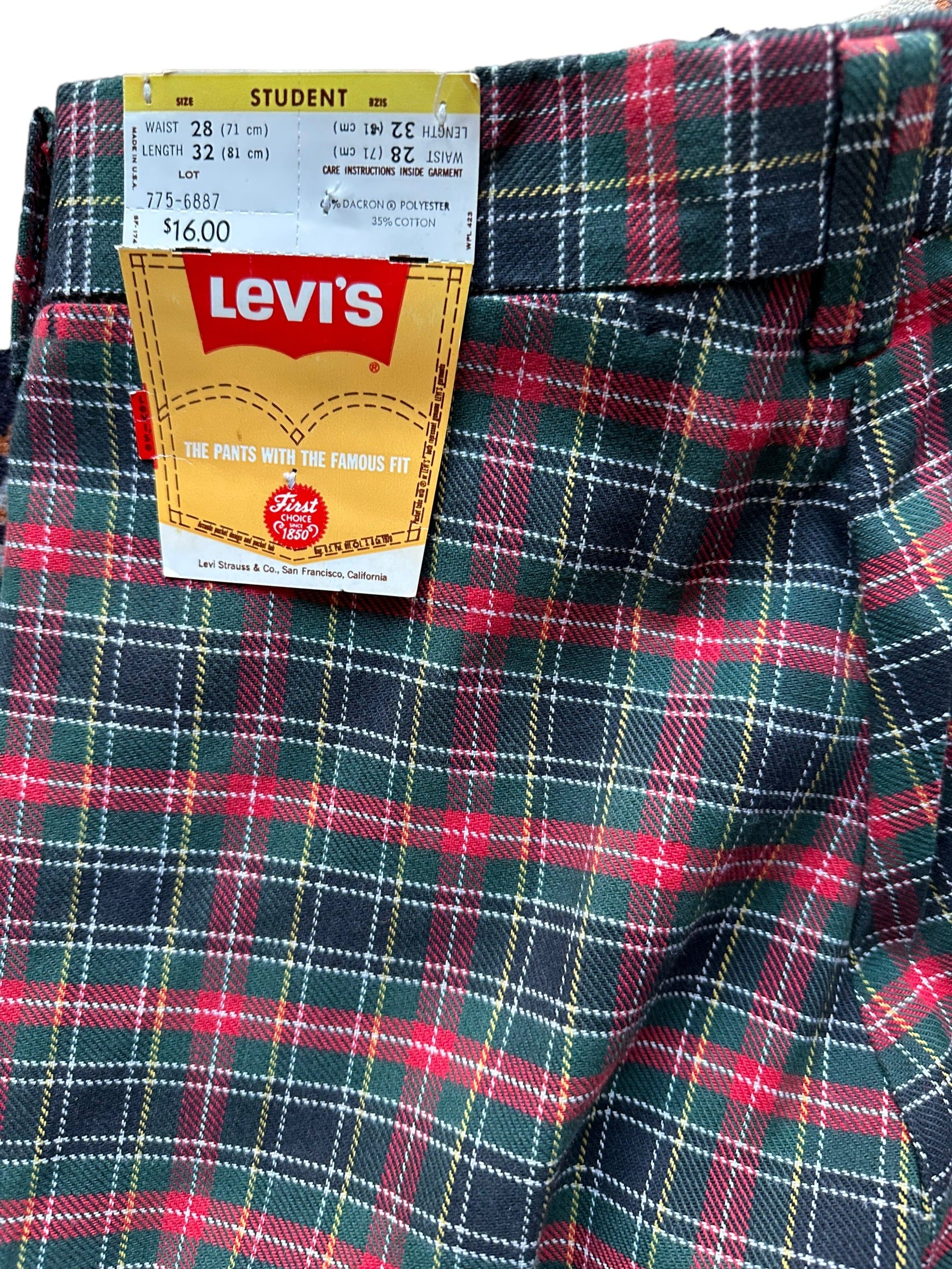 Levi's plaid pants hotsell