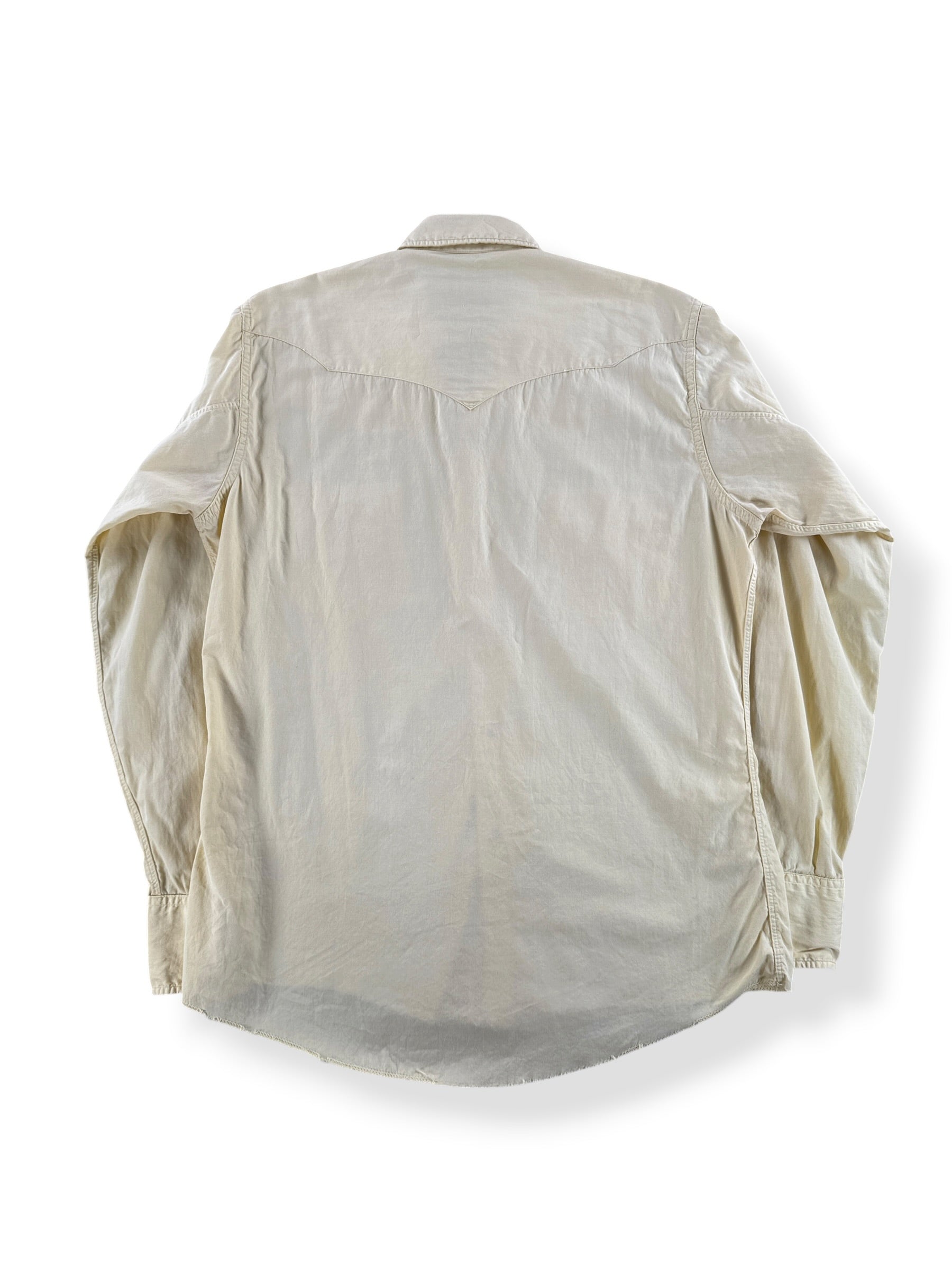 Back of Vintage E&W The Plains Yellow Pearlsnap SZ M