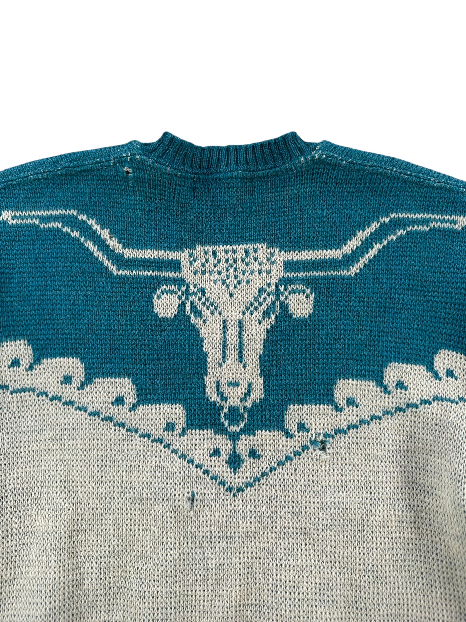 Back Design on Vintage 1940s Jantzen Let 'Em Buck Sweater SZ XS