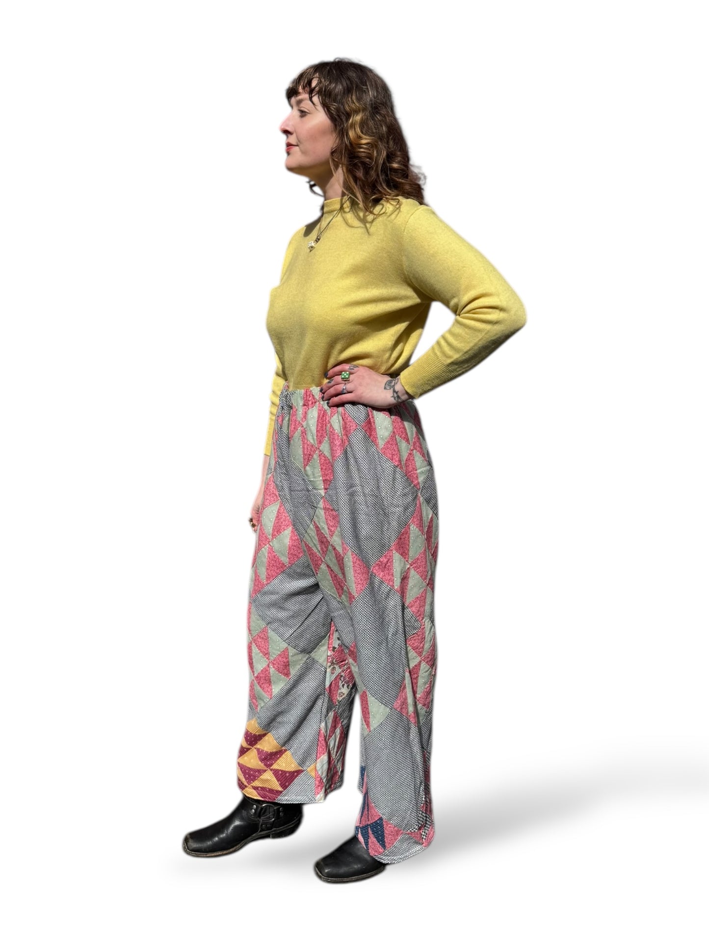 On Body Side of Archive Craft X Barn Owl Vintage Quilt Pants SZ L