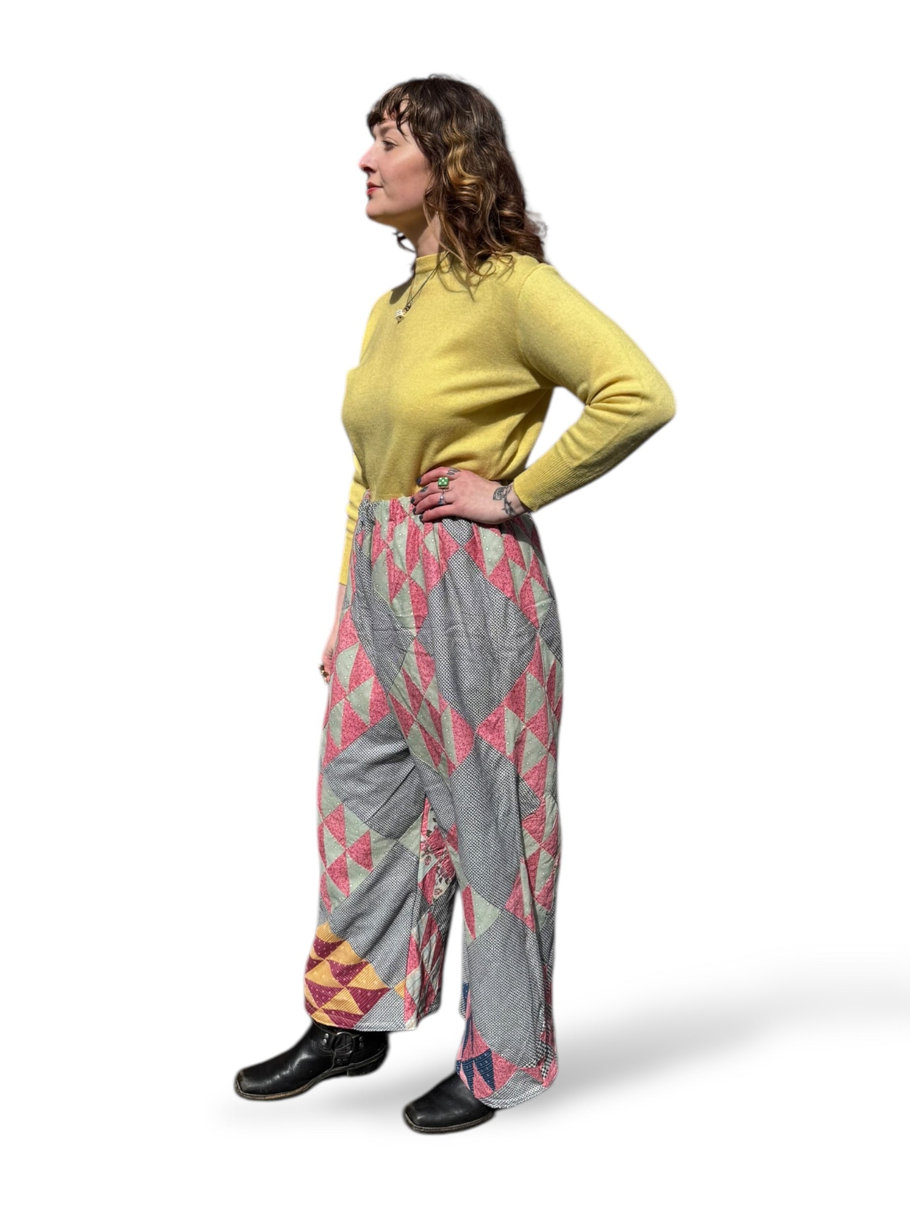 On Body Side of Archive Craft X Barn Owl Vintage Quilt Pants SZ L