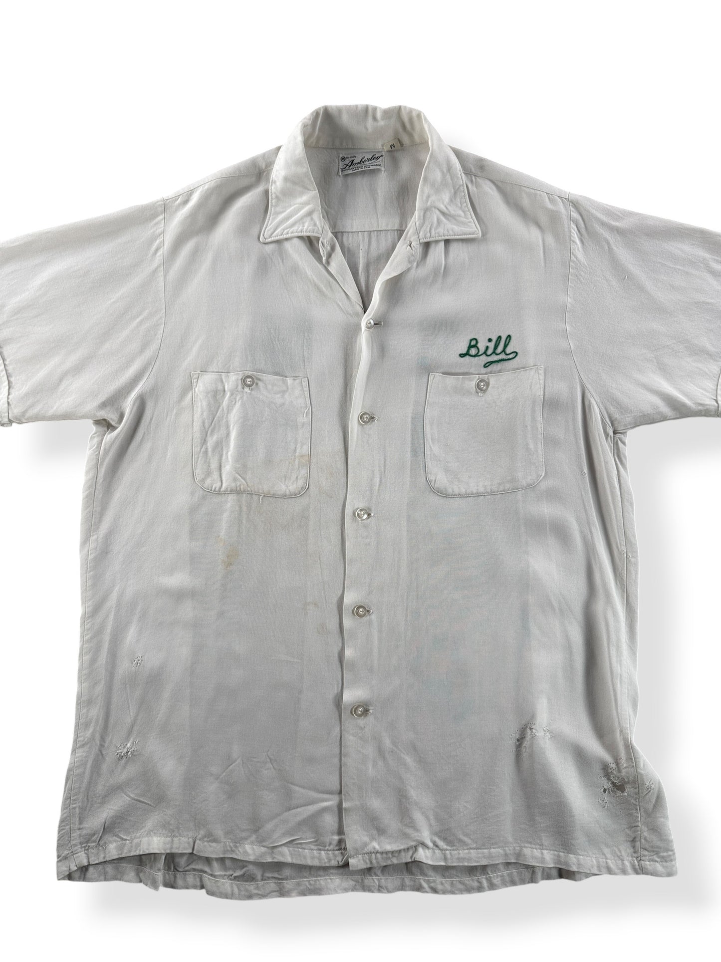 Front Close Up of Vintage Bill's Bowling Shirt SZ M - AS IS