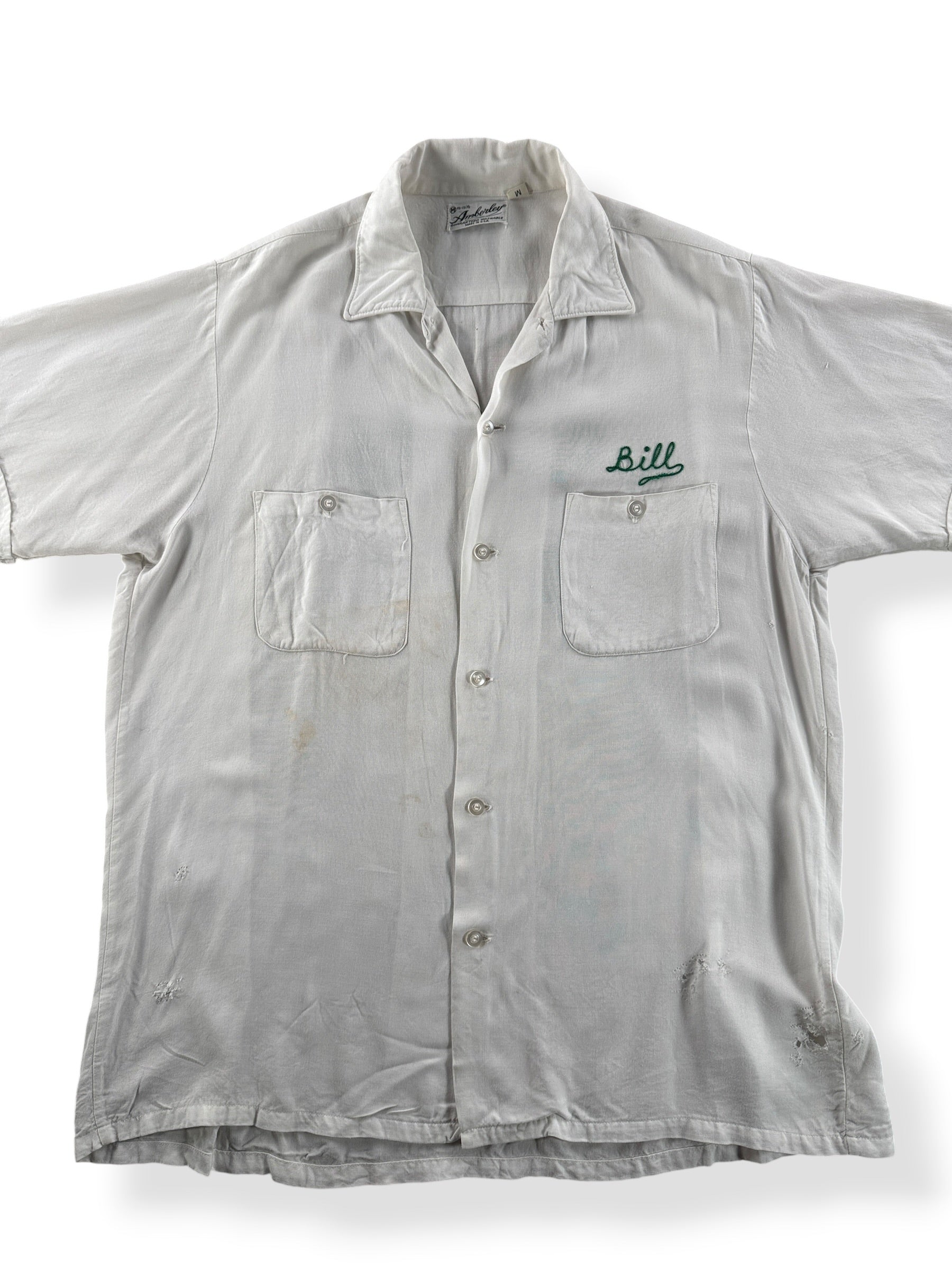 Front Close Up of Vintage Bill's Bowling Shirt SZ M - AS IS