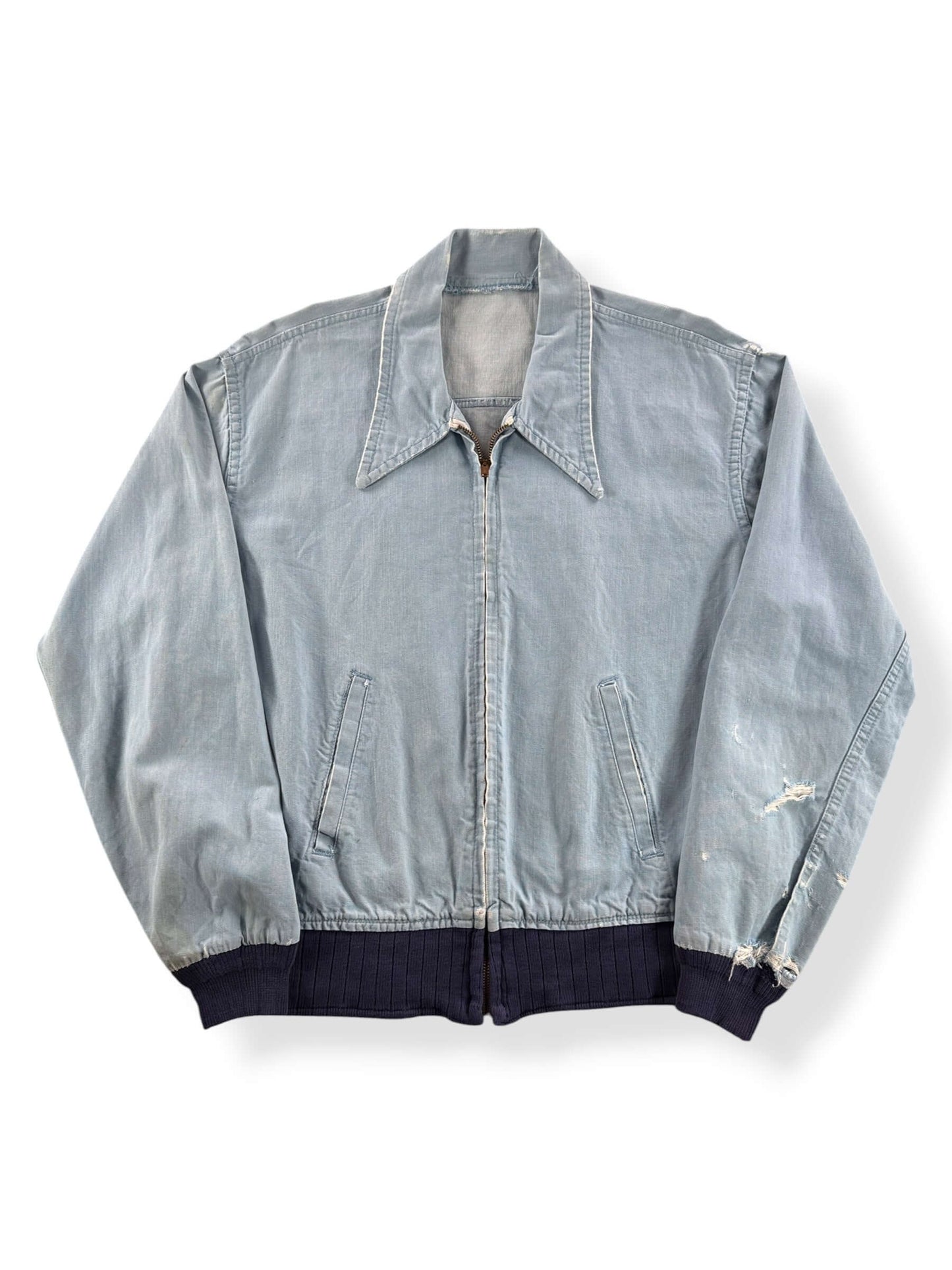Front of Vintage 50s Chambray Ricky Style Jacket SZ L