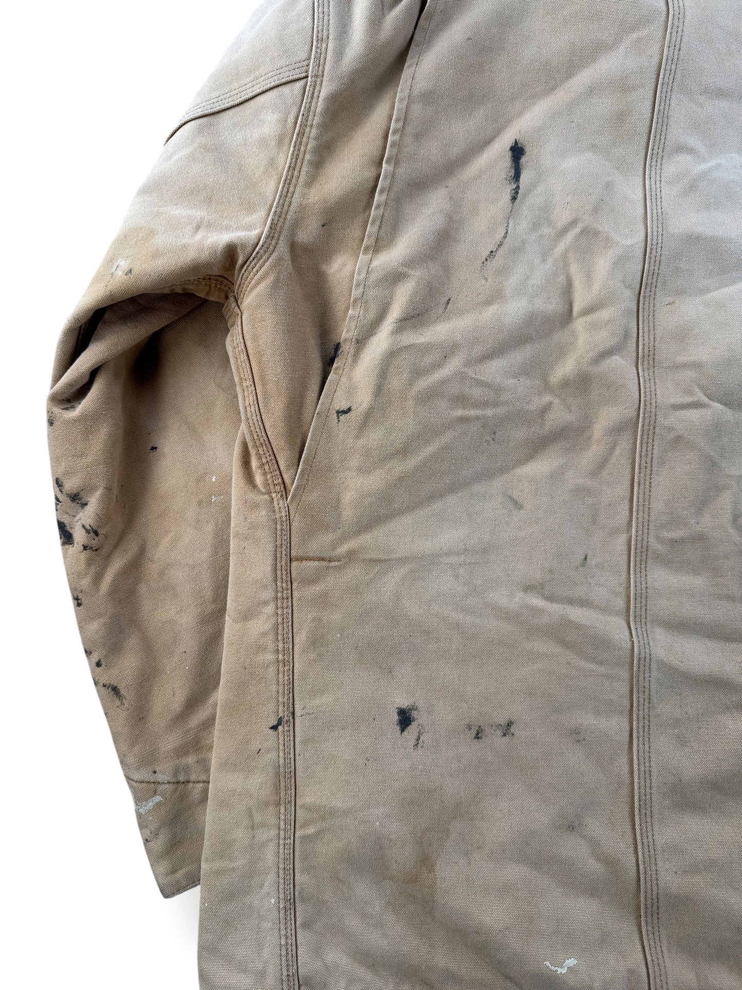 Paint on Vintage Carhartt Paint Splattered Chore Coat SZ XL
