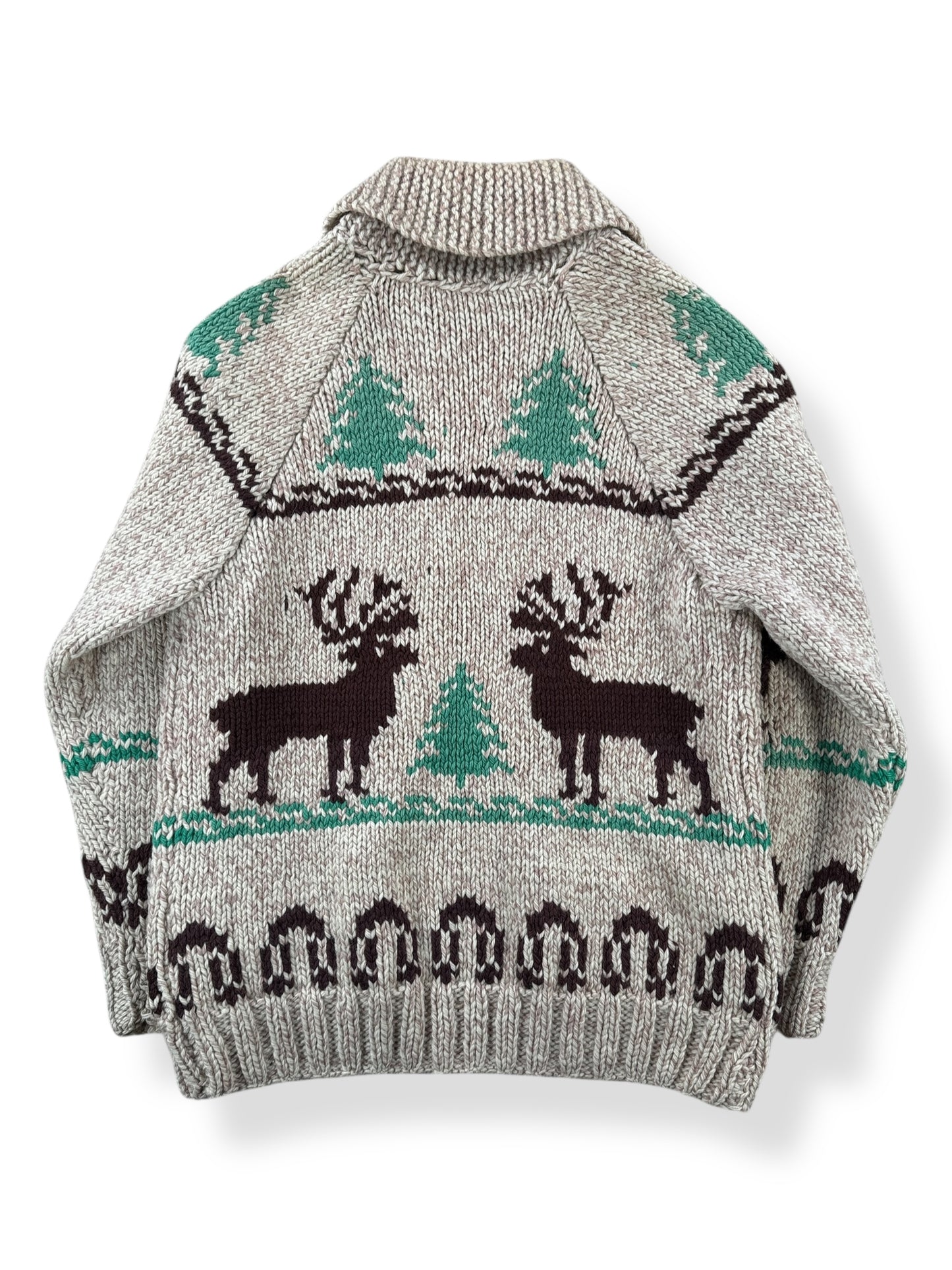 Back of Vintage Mary Maxim Deer Cowichan Sweater SZ S
