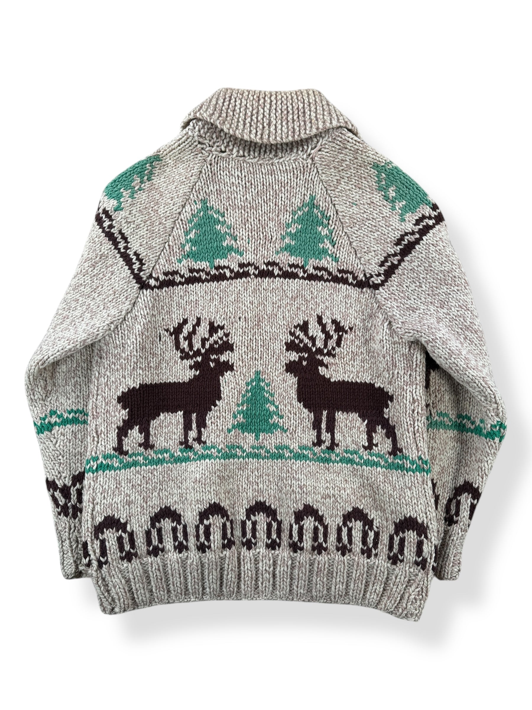 Back of Vintage Mary Maxim Deer Cowichan Sweater SZ S