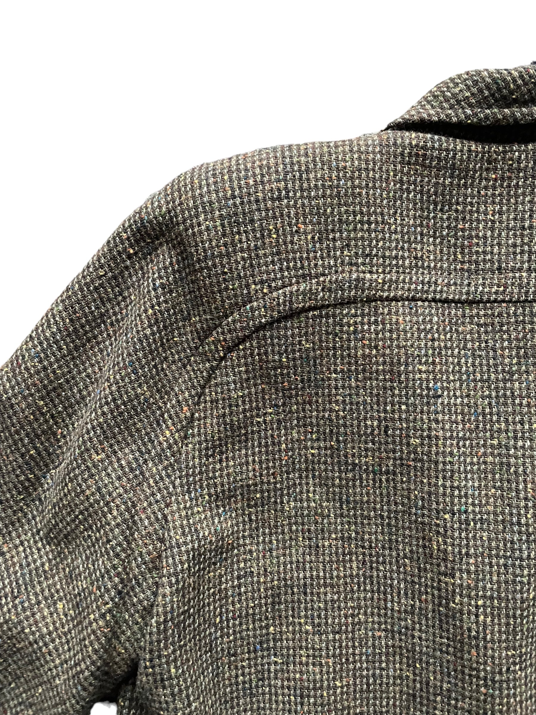 Back left shoulder view of Vintage 1940s Tweed Boxy Blazer SZ L | Seattle True Vintage | Barn Owl Vintage Coats