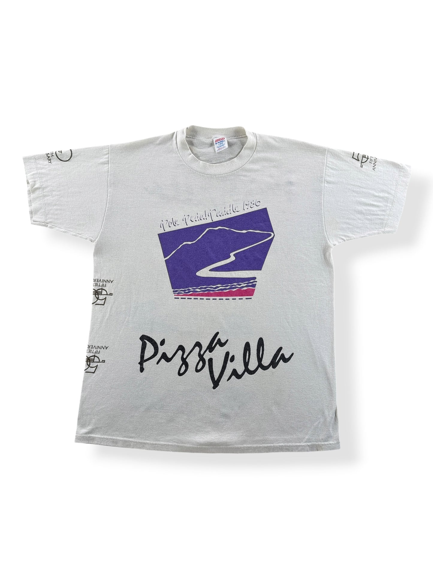 Front of Vintage Pizza Villa Test Print Tee SZ L (Fits M)