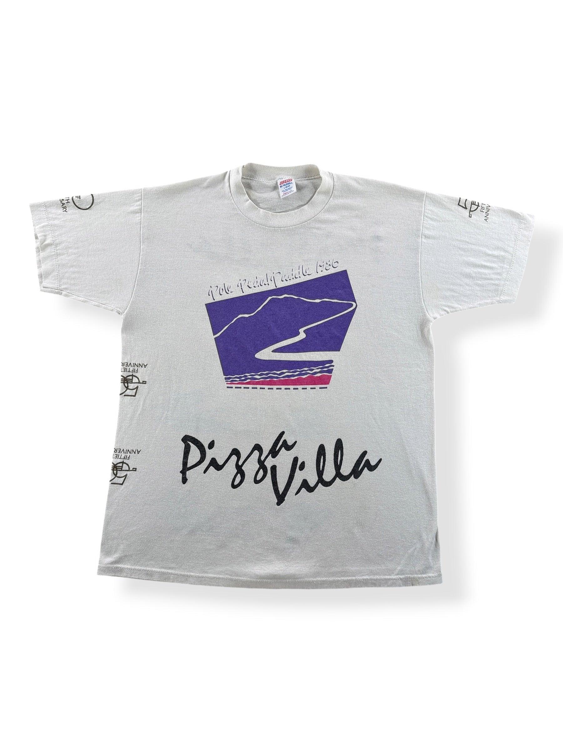 Front of Vintage Pizza Villa Test Print Tee SZ L (Fits M)