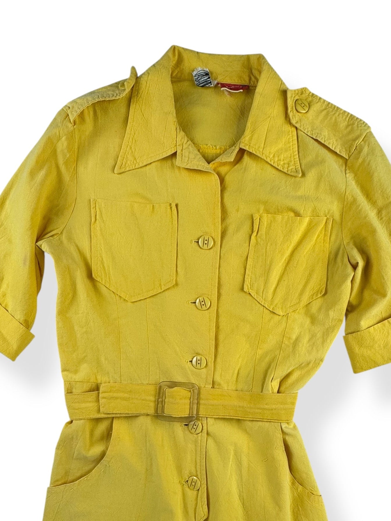 TTop view of 1980s Yellow Pantsuit S