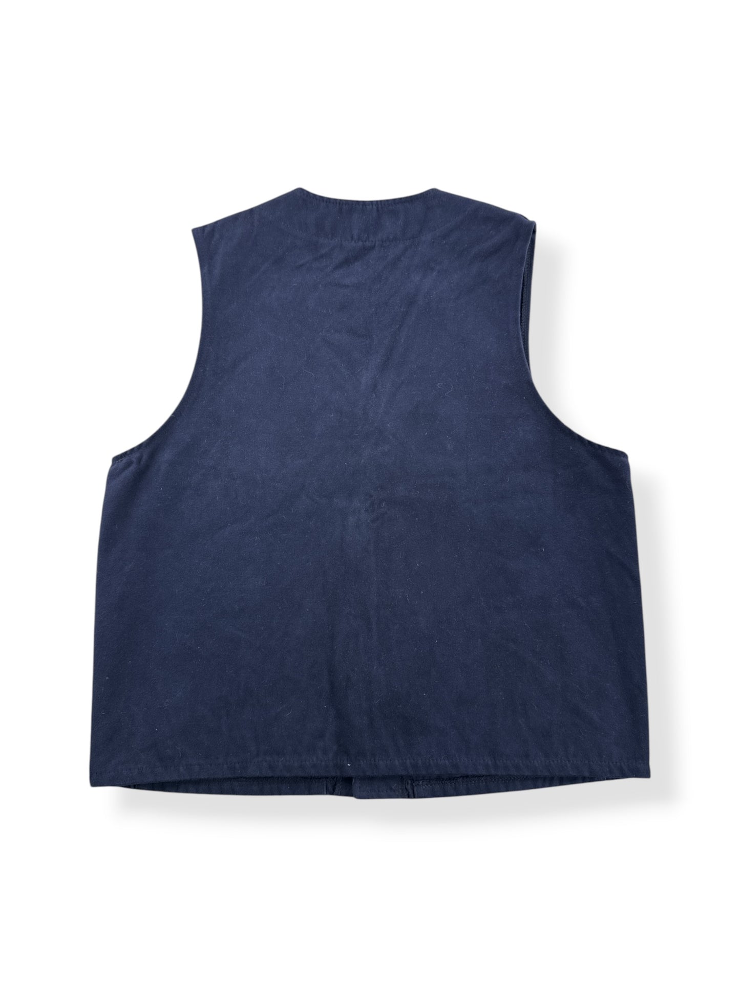 Back of Filson Navy Moleskin Vest SZ 44