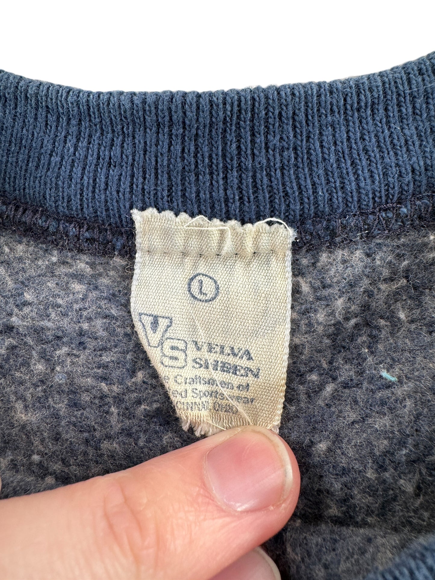 Tag on Vintage Fairwood Chargers Flocked VelvaSheen Short Sleeve Sweatshirt SZ L (Fit S)