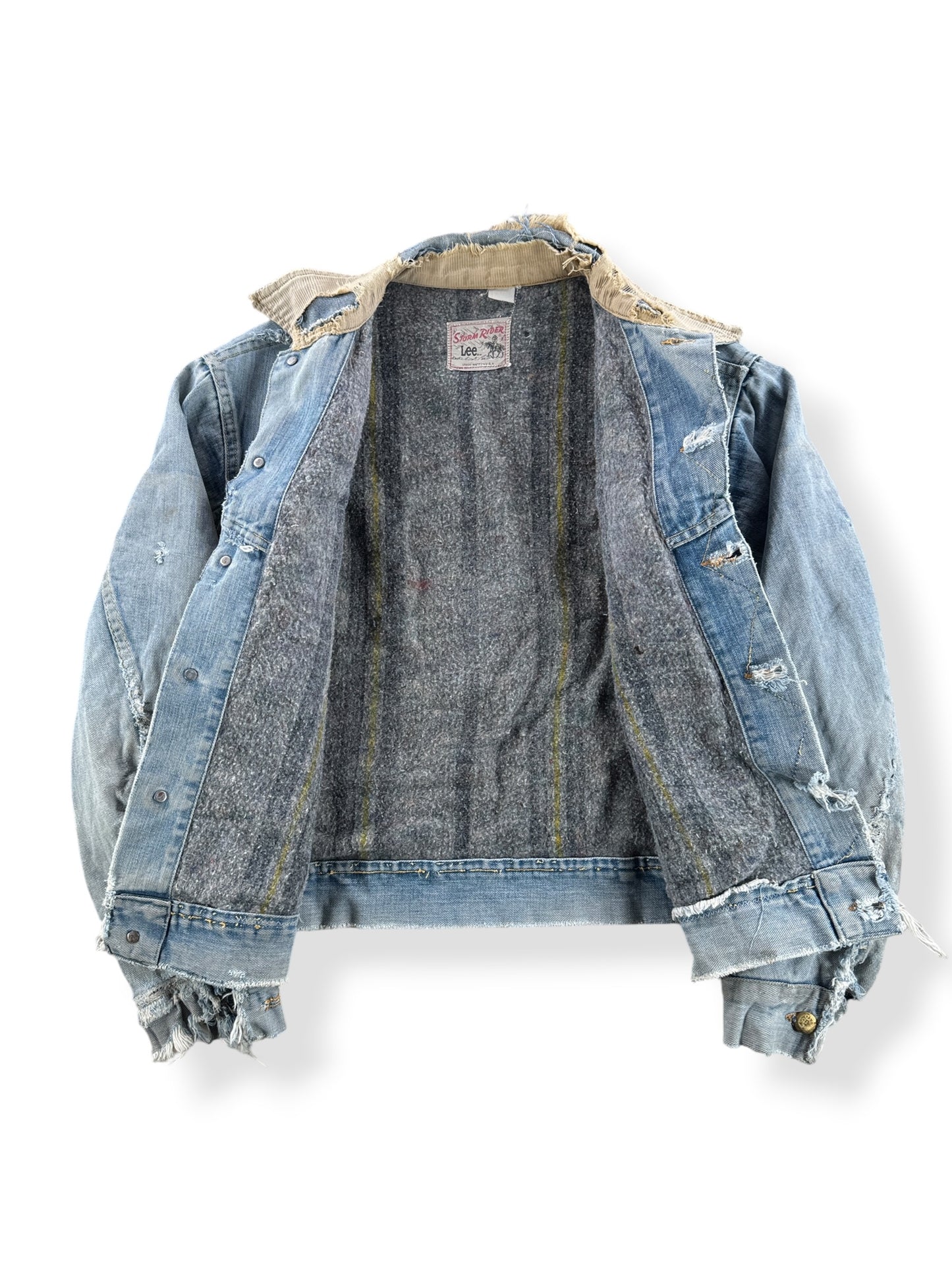 Inside of Vintage Thrashed 70s Lee Storm Rider Denim Jacket SZ L