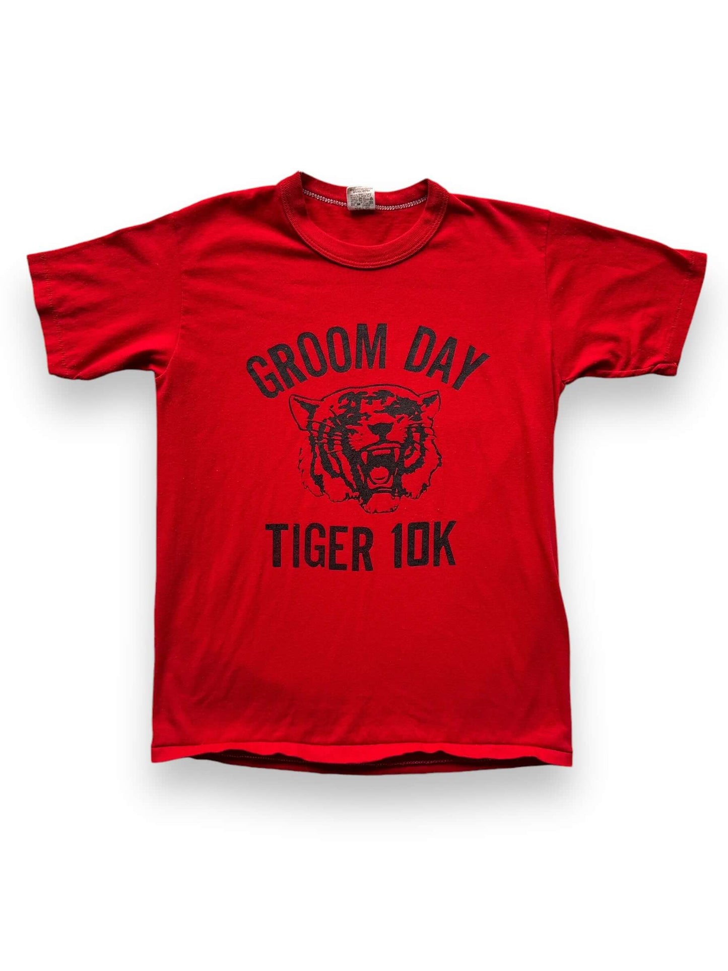 front of Vintage Groom Day Tiger 10k Tee SZ S