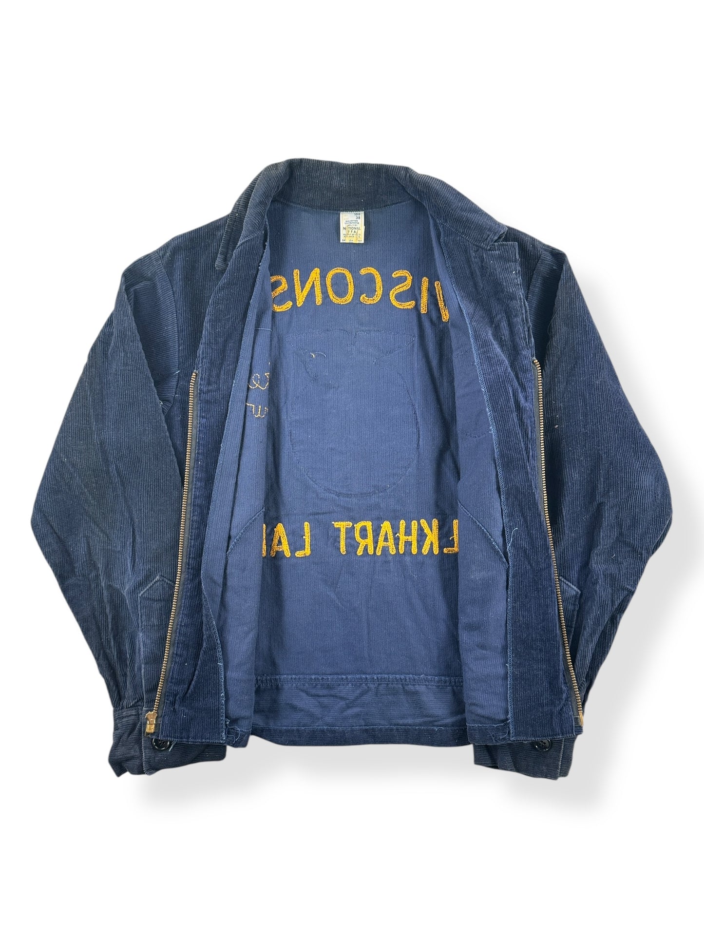 Inside of Vintage Elkhart Lake Wisconsin FFA Jacket SZ 38