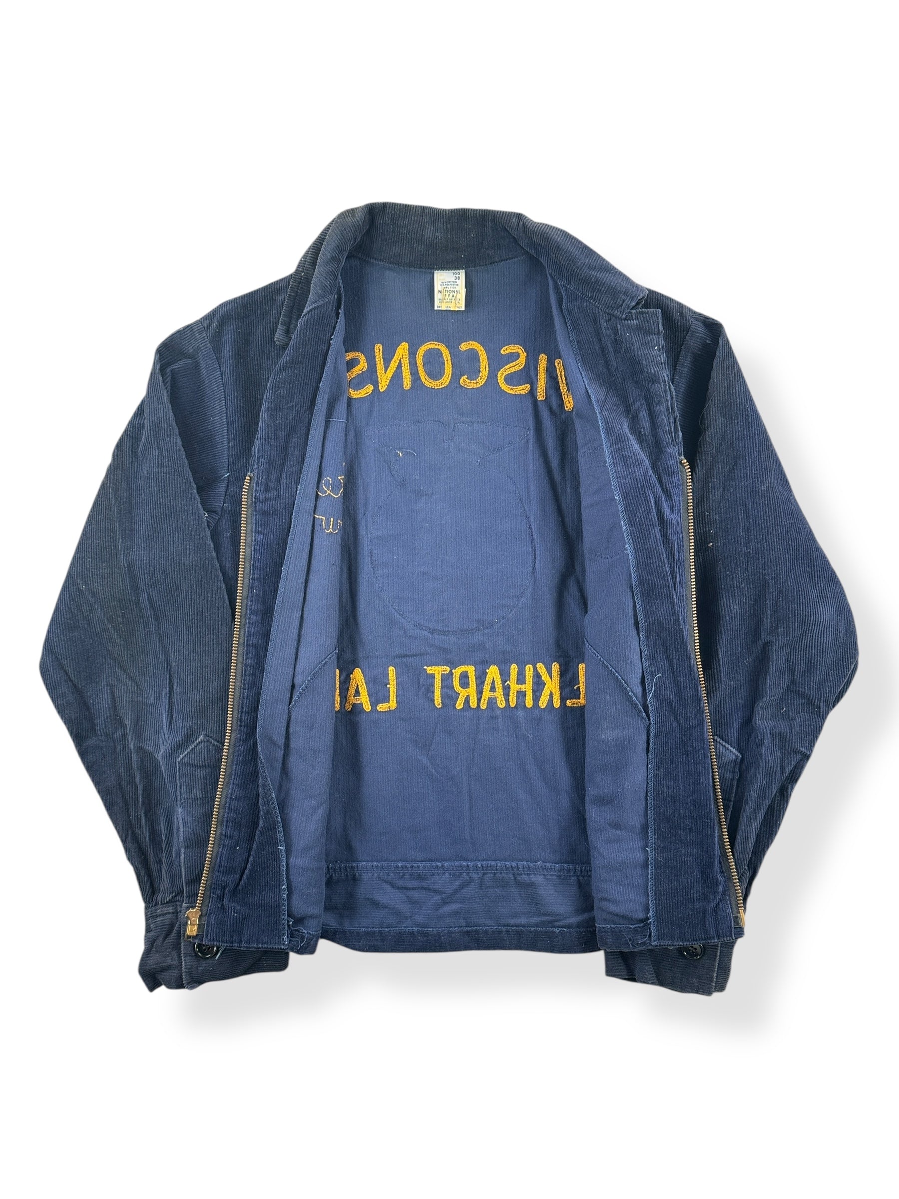 Inside of Vintage Elkhart Lake Wisconsin FFA Jacket SZ 38