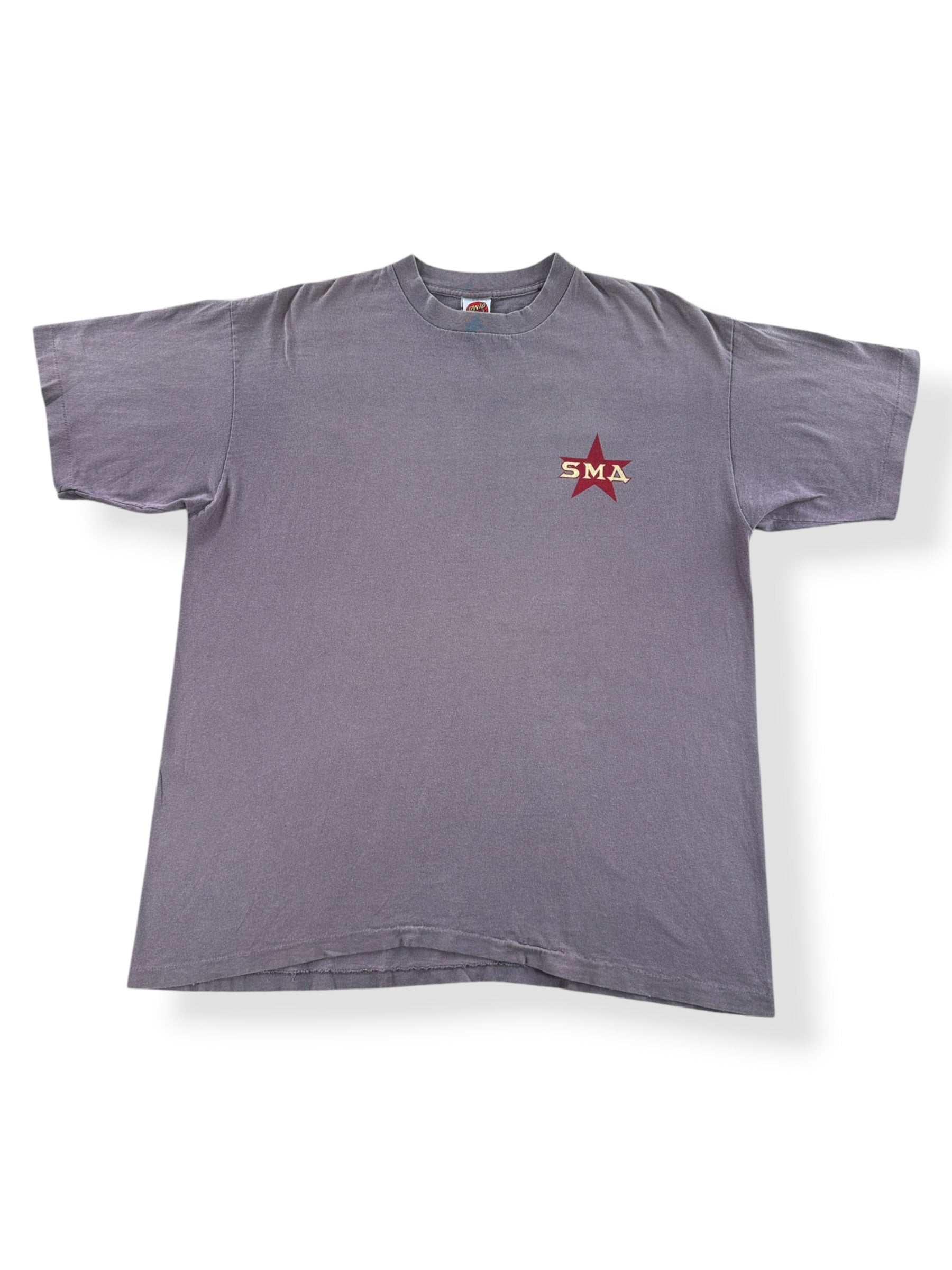 Front of Vintage Dave Leroux SNA Santa Cruz Skateboard Soviet Style Tee SZ XL