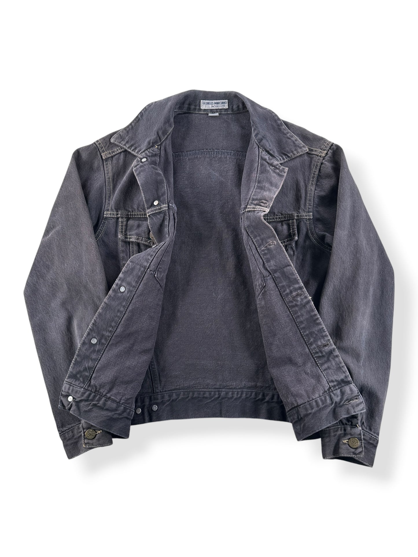 Inside of Vintage Guess Black Denim Jacket SZ M