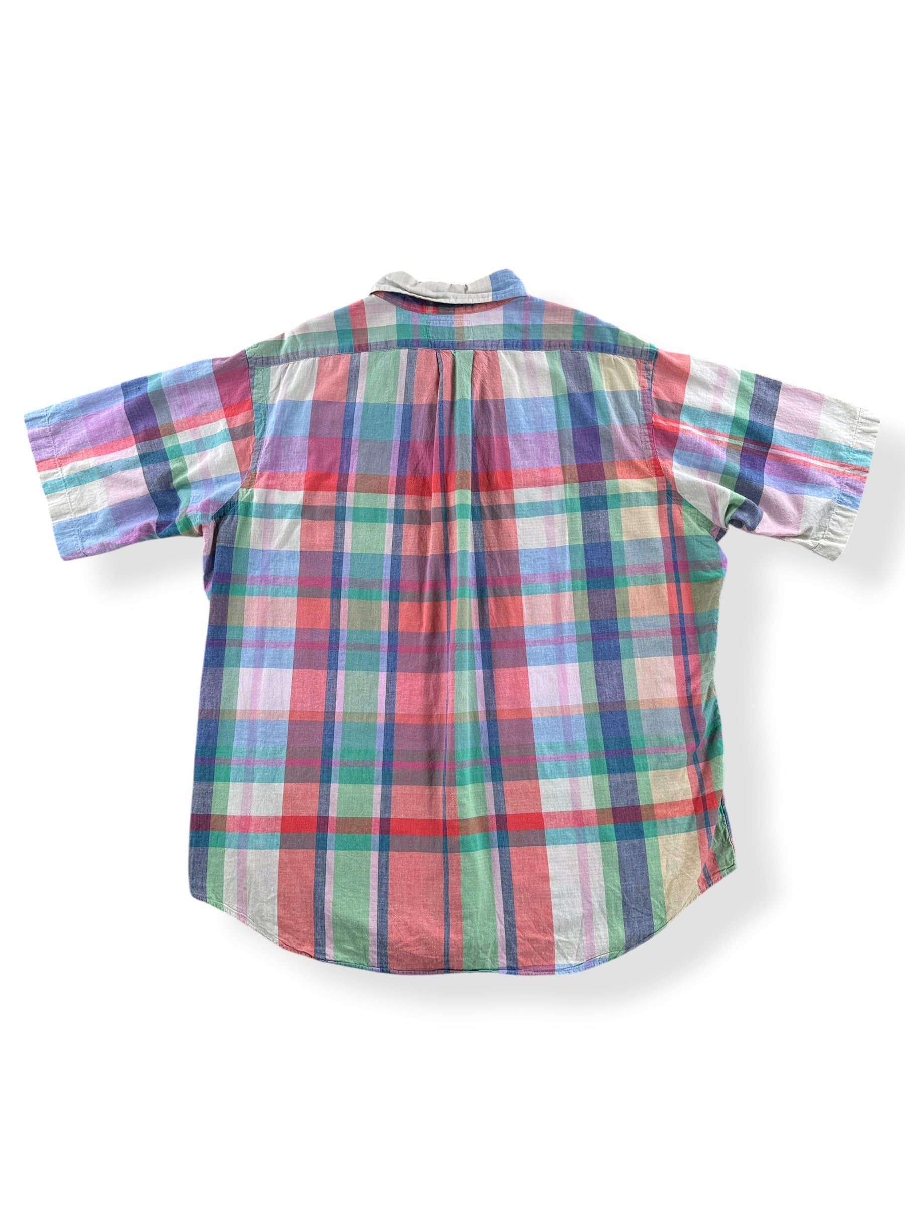 Back of Vintage Yankee Peddler India Madras Short Sleeve Shirt SZ XL