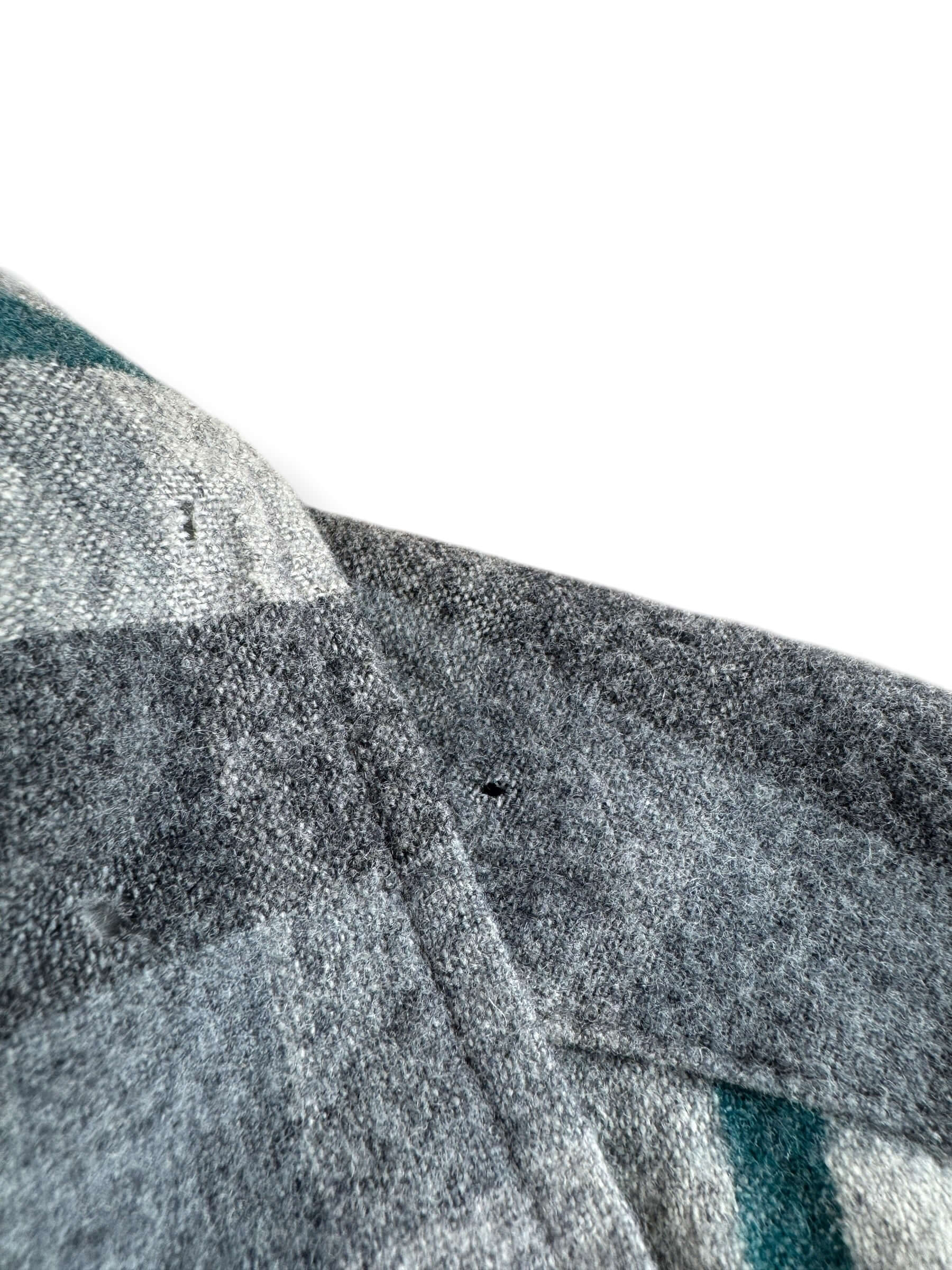 Holes on Vintage Grey & Green Pendleton Flannel SZ L - AS IS