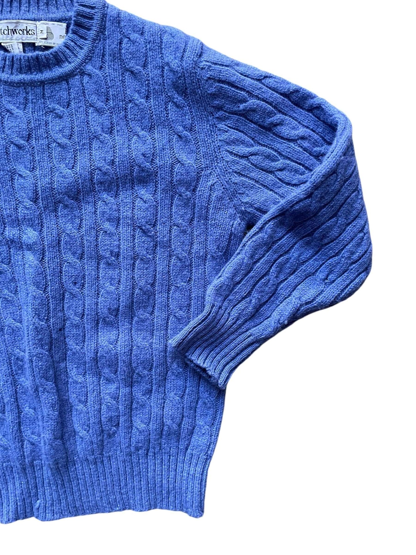 Front left side Vintage Periwinkle Wool Cable Knit Sweater M