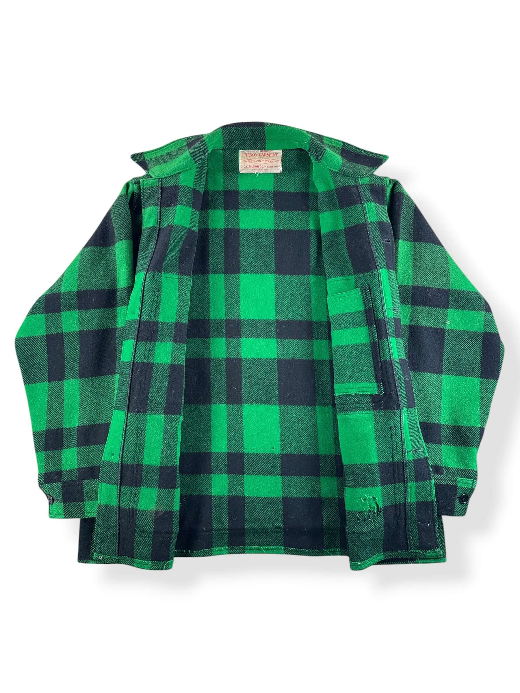 Inside of Vintage Green and Black Filson Union Made Cruiser Jacket SZ XL