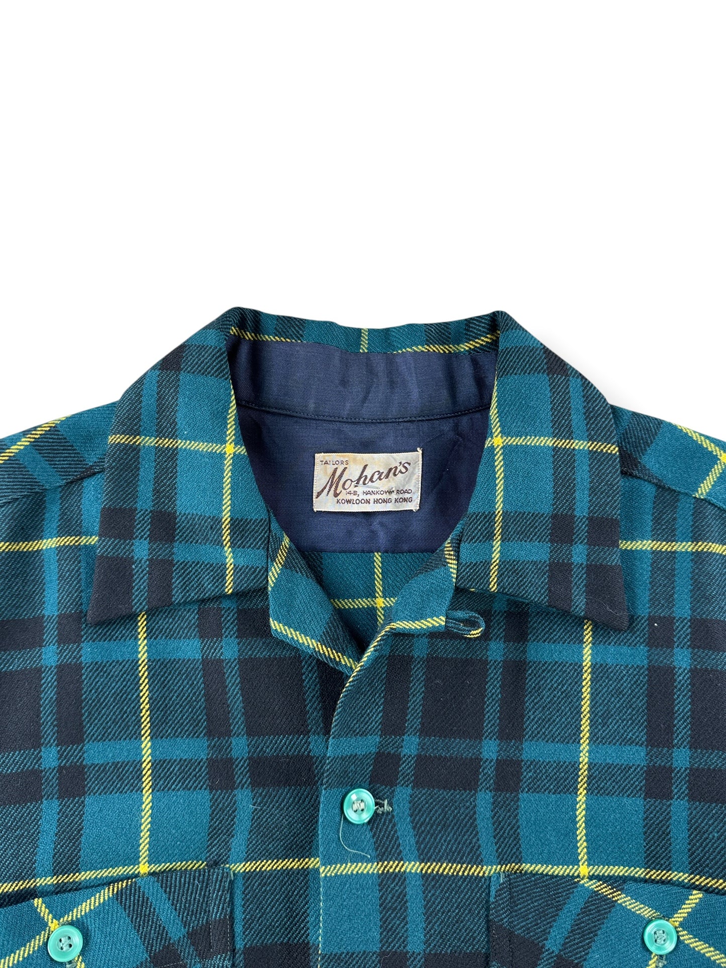 Collar on Vintage 1960s Mohan's Wool Blend Loop Collar Shirt SZ L