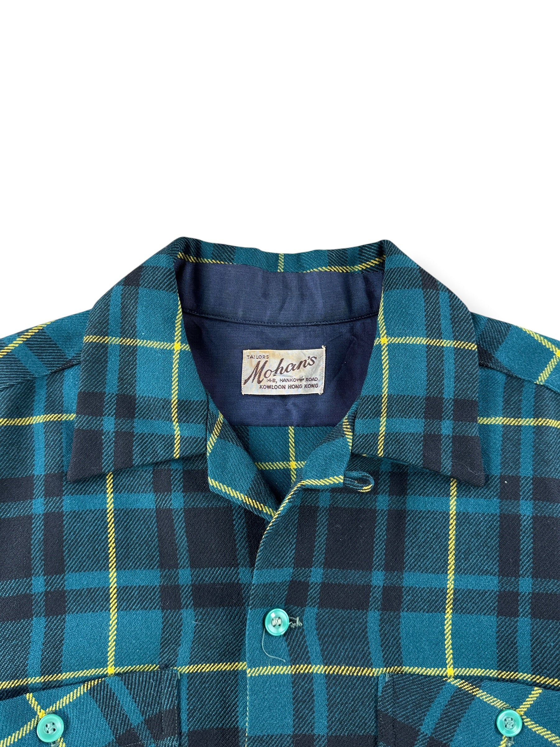 Collar on Vintage 1960s Mohan's Wool Blend Loop Collar Shirt SZ L
