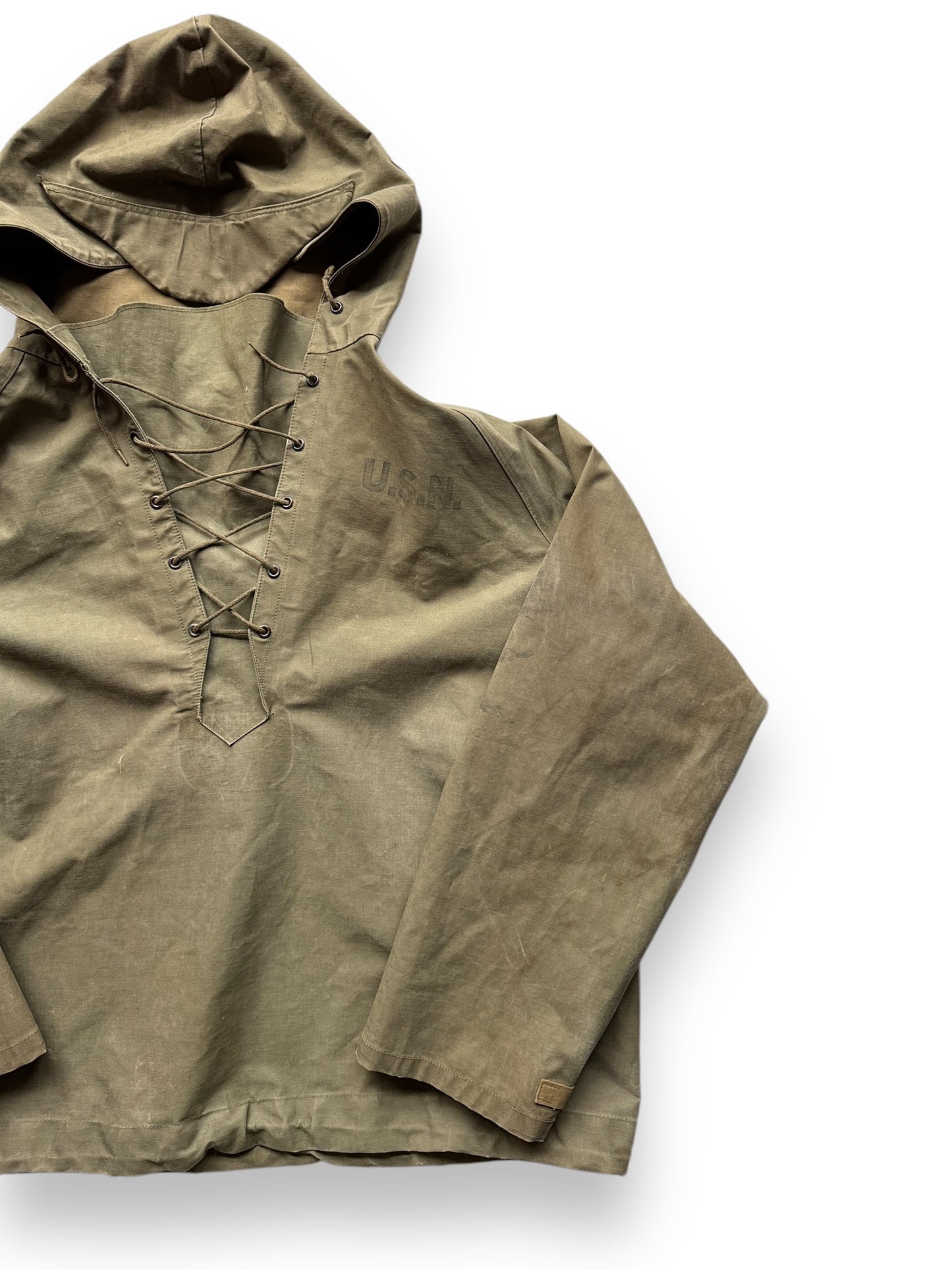 front left of Vintage WWII Era Foul Weather Smock SZ XL