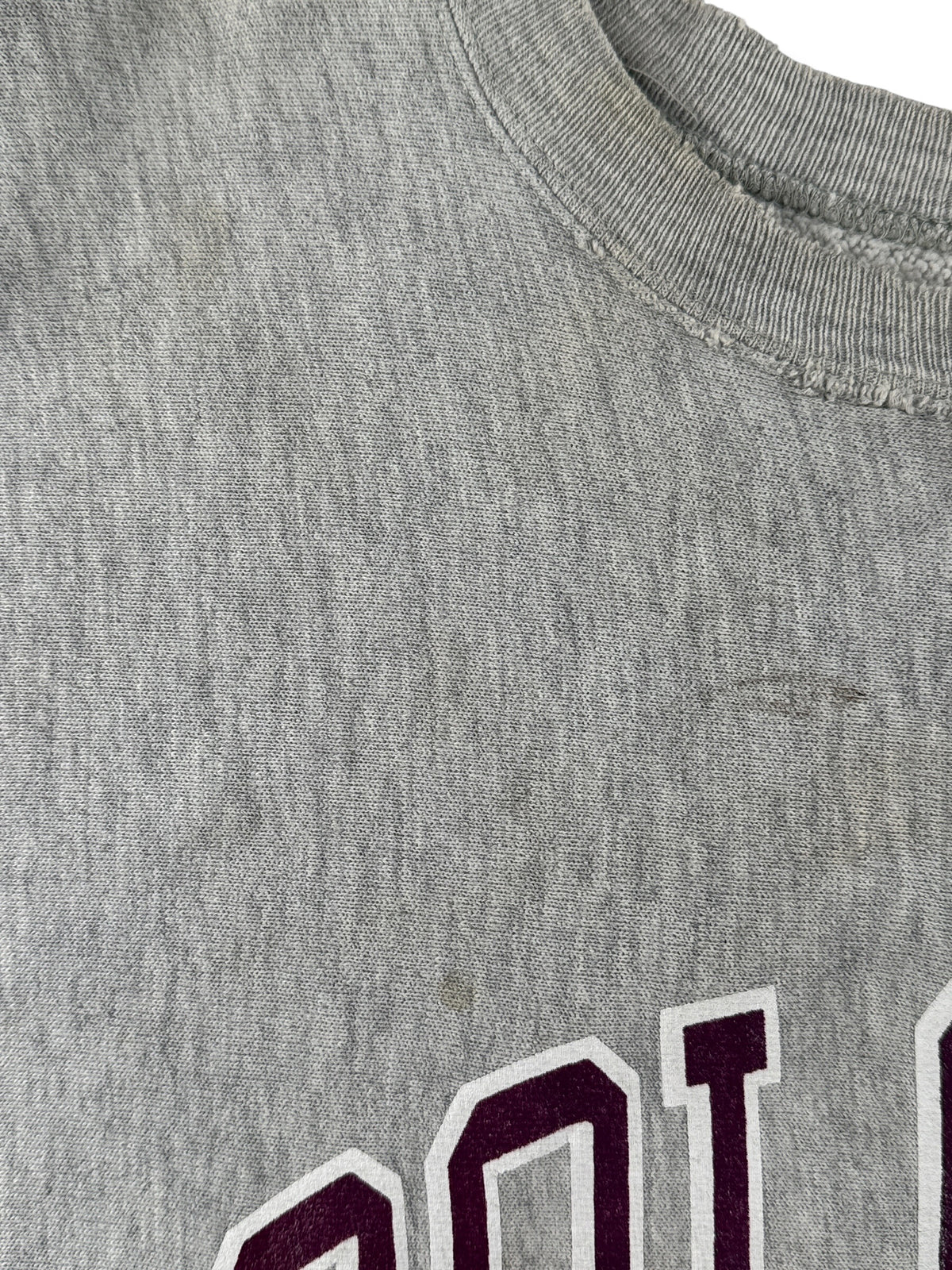 Stains on front of Vintage Colgate Champion Reverse Weave Crewneck SZ XL (Fits L)
