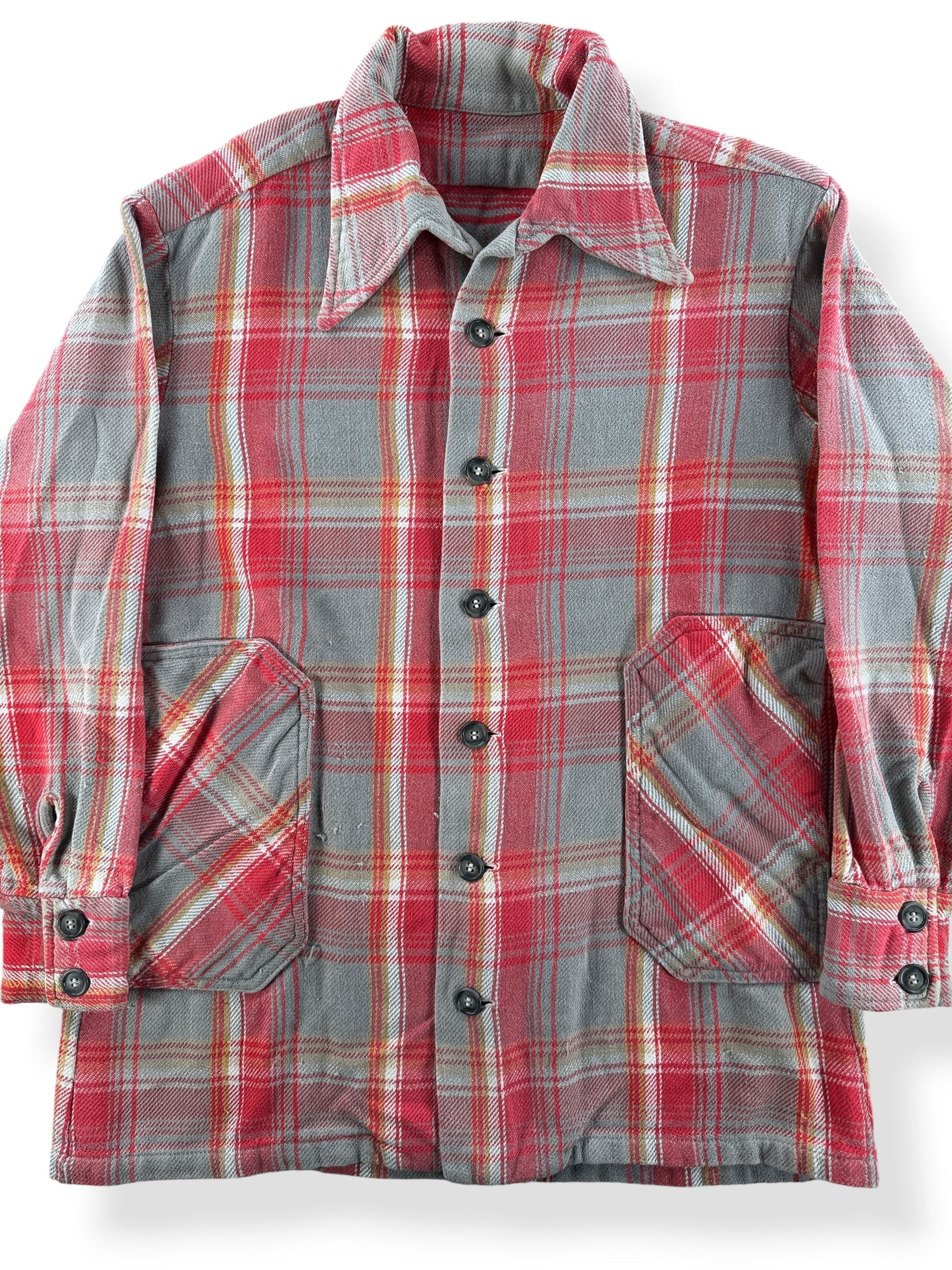 Front Close Up of Vintage Handmade Cotton Flannel SZ L