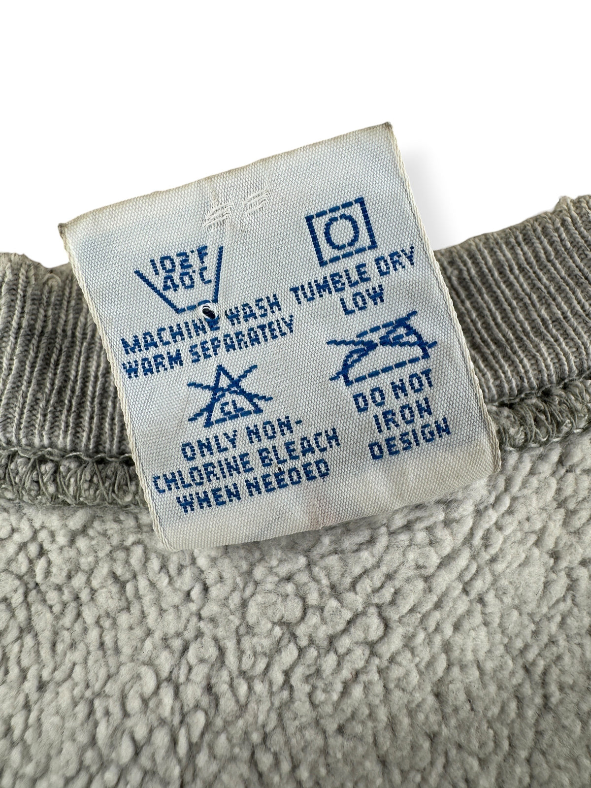 Back of tag on Vintage Colgate Champion Reverse Weave Crewneck SZ XL (Fits L)