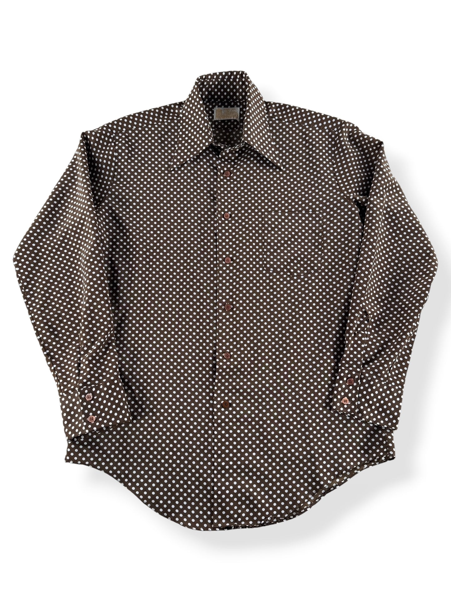 Front of Vintage Kings Road Polka Dot Polyester Shirt SZ L