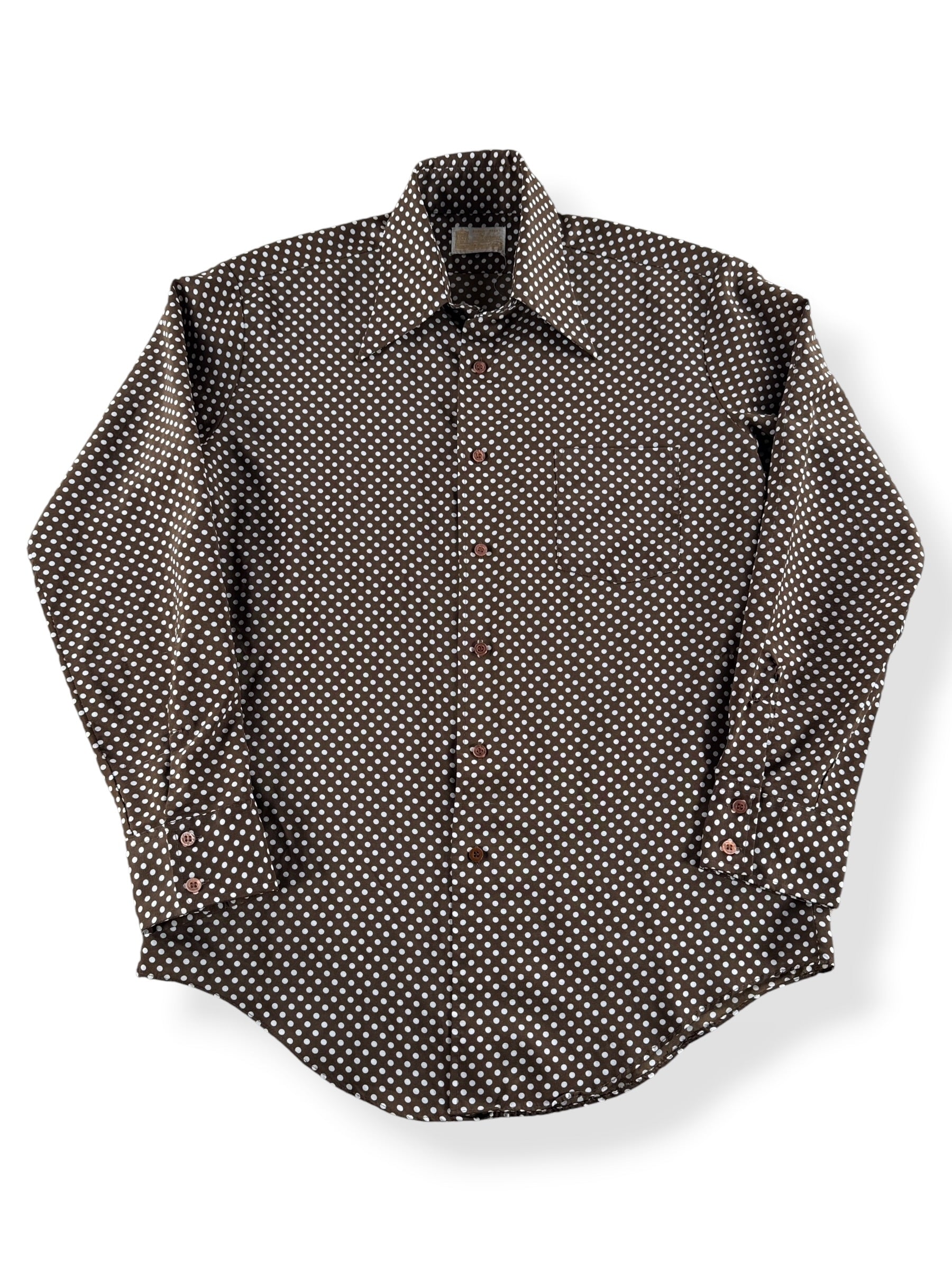 Front of Vintage Kings Road Polka Dot Polyester Shirt SZ L