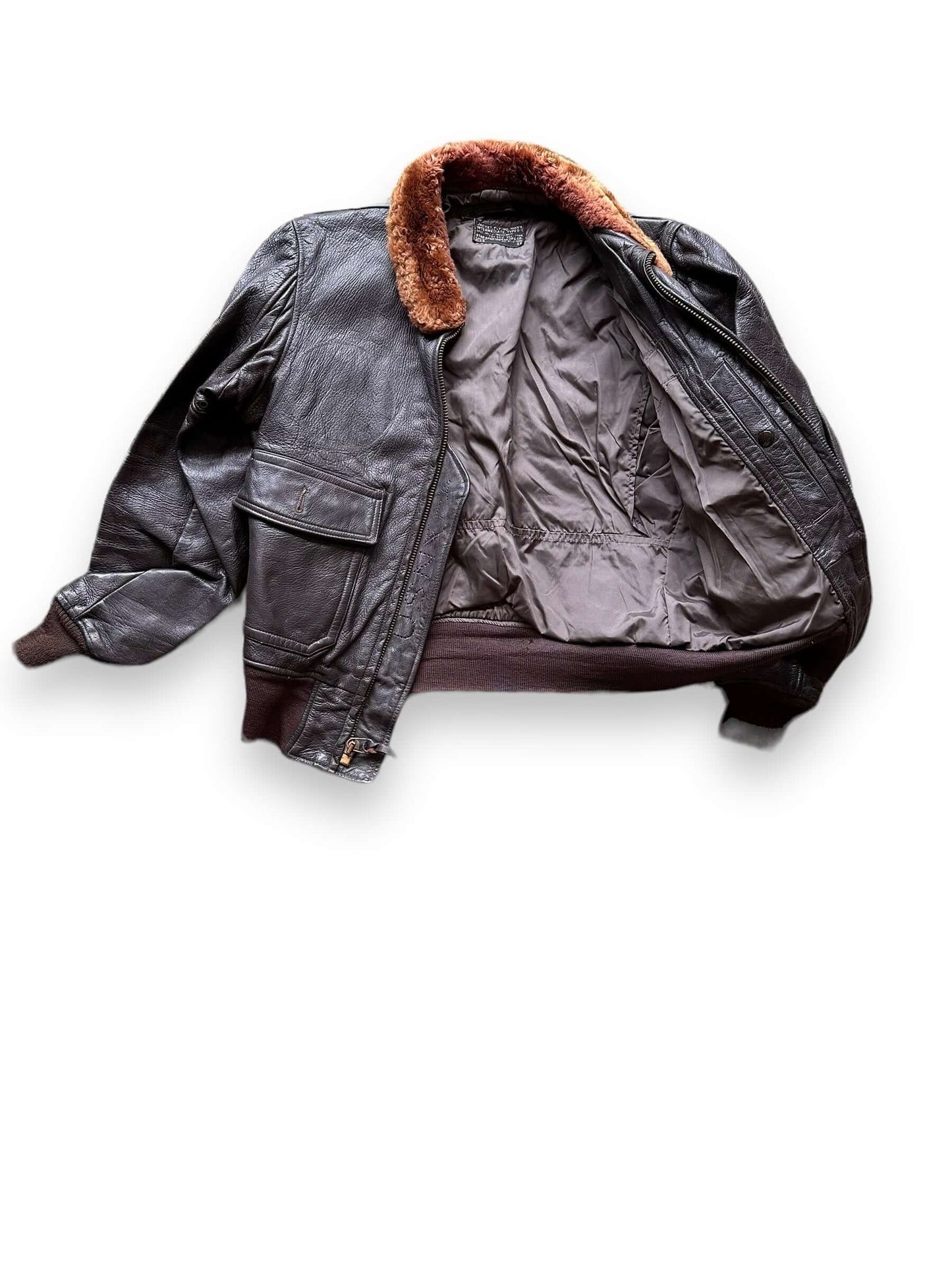 Liner View of Vintage G-1 Leather Jacket SZ 38 | Vintage Leather Jackets Seattle