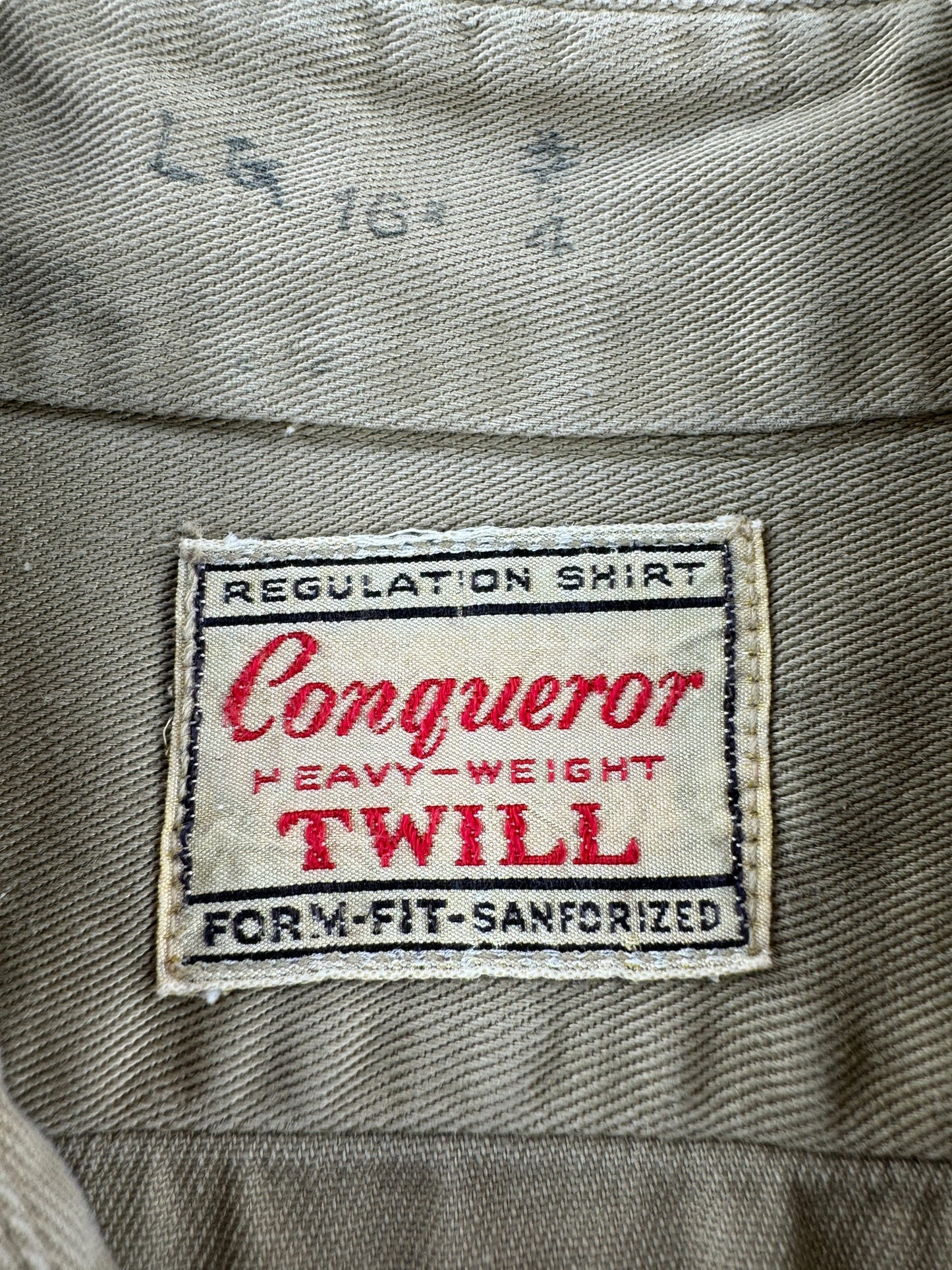 Tag on Vintage Conqueror Heavy Weight Twill Shirt SZ XL